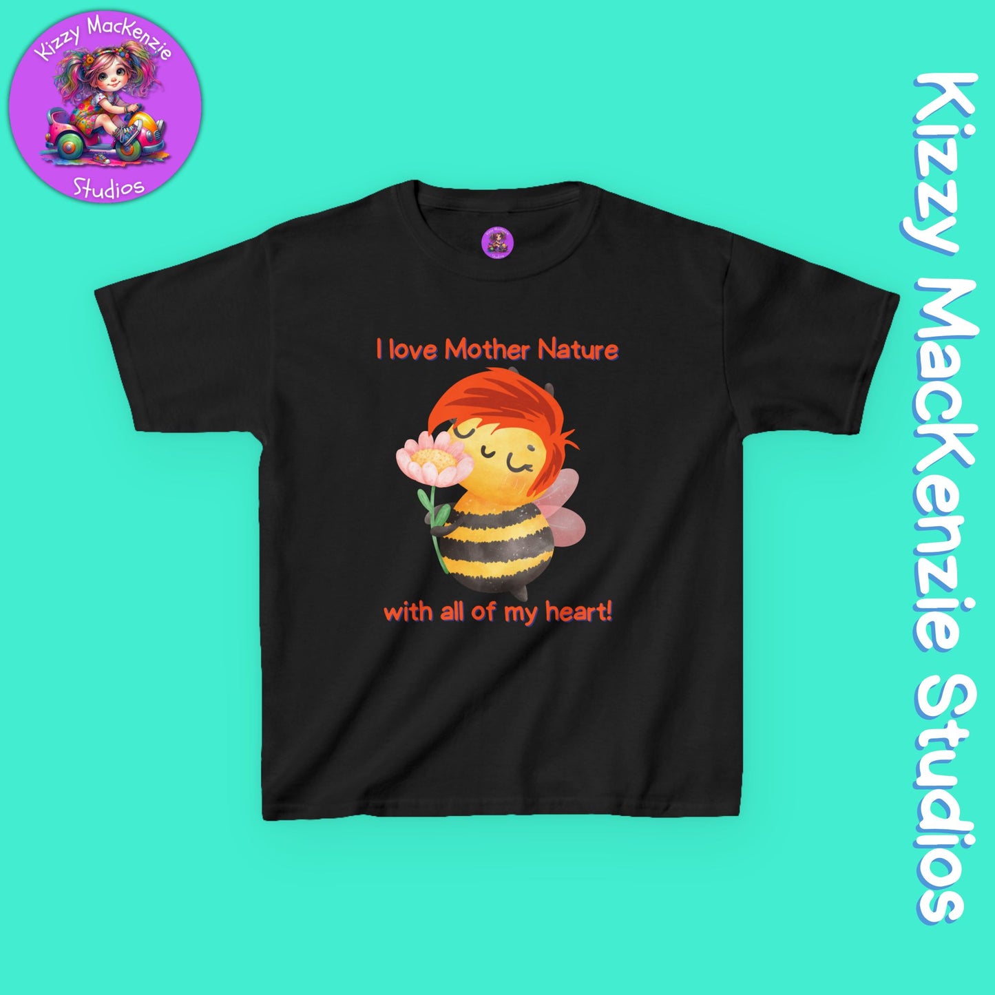 Wimblee the Bee Kids Tee I Love Mother Nature Gift for Child Colorful Honey Bee T-Shirt for Kids