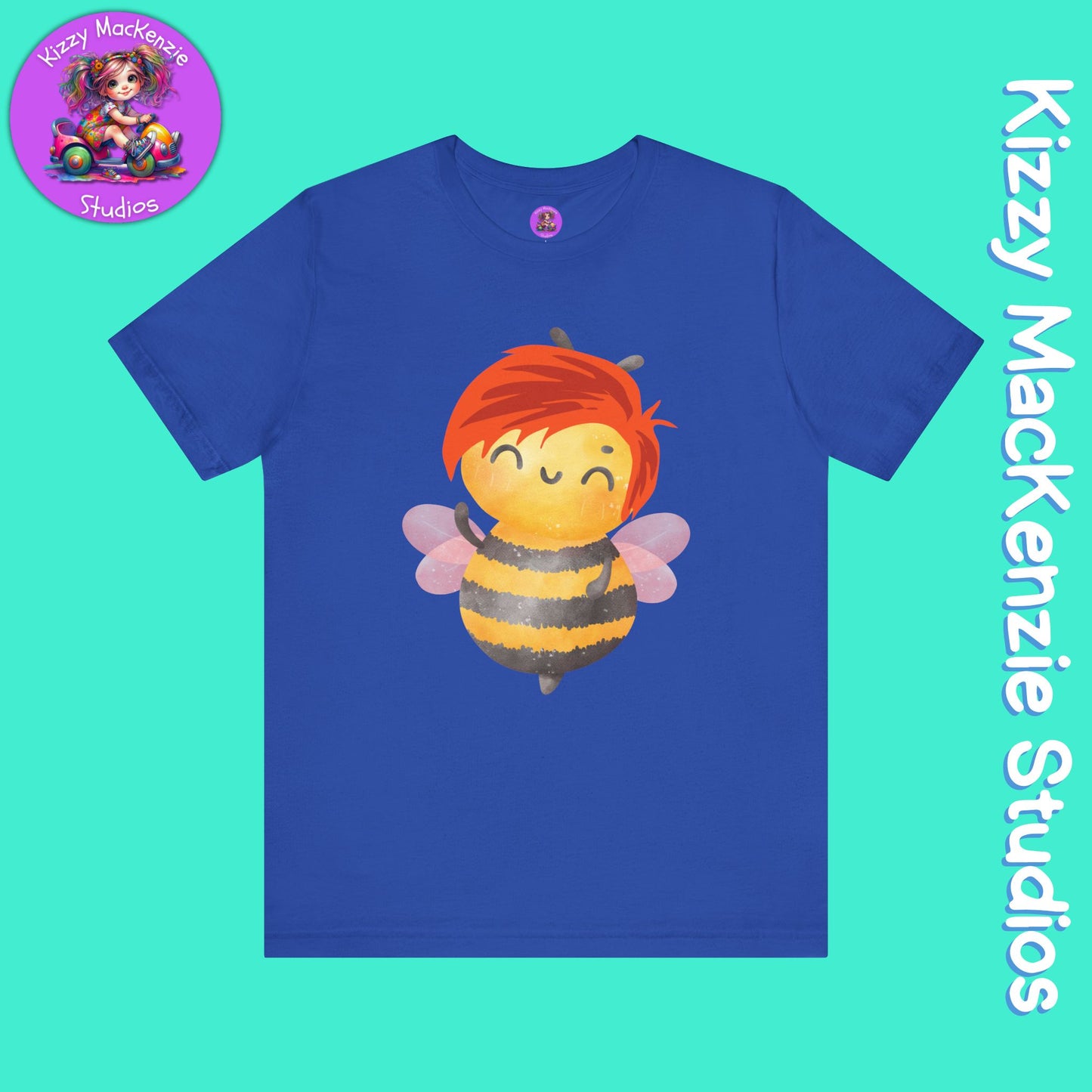 Wimblee the Bee Short Sleeve T-Shirt Honey Bee Lover Gift for Him or Her Bee Conservation Adult Unisex Jersey Short Sleeve T-Shirt