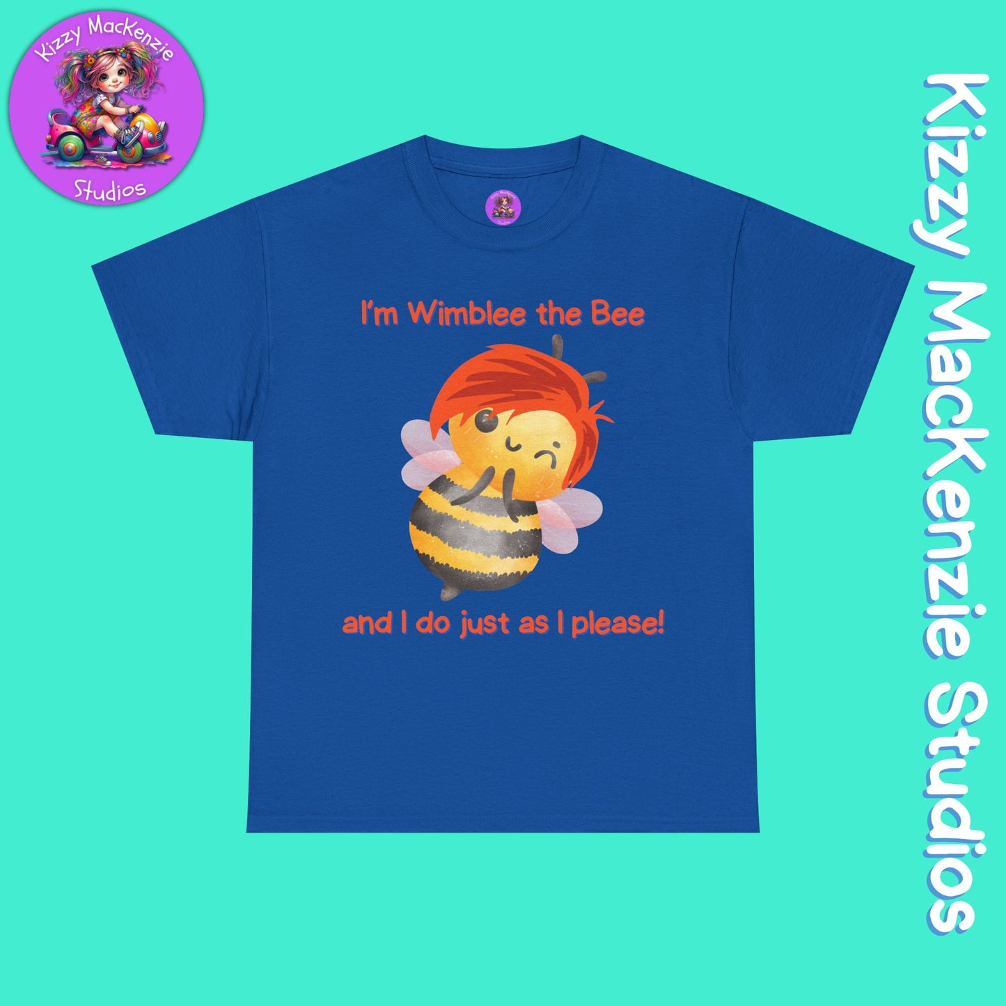 Wimblee the Bee Funny Honey Bee T-Shirt Spring Tee for Him or Her Teacher Appreciation Gift Unisex Heavy Cotton Tee