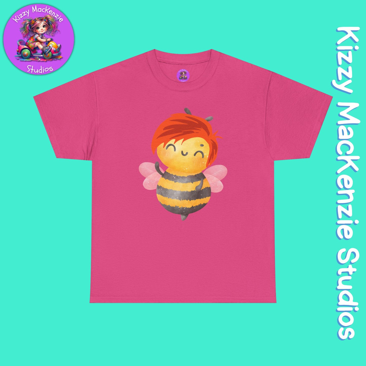 Wimblee the Bee Cute Honey Bee Tee Red-Haired Gift Nature Lover Gift for Him or Her Adult Unisex Heavy Cotton Tee