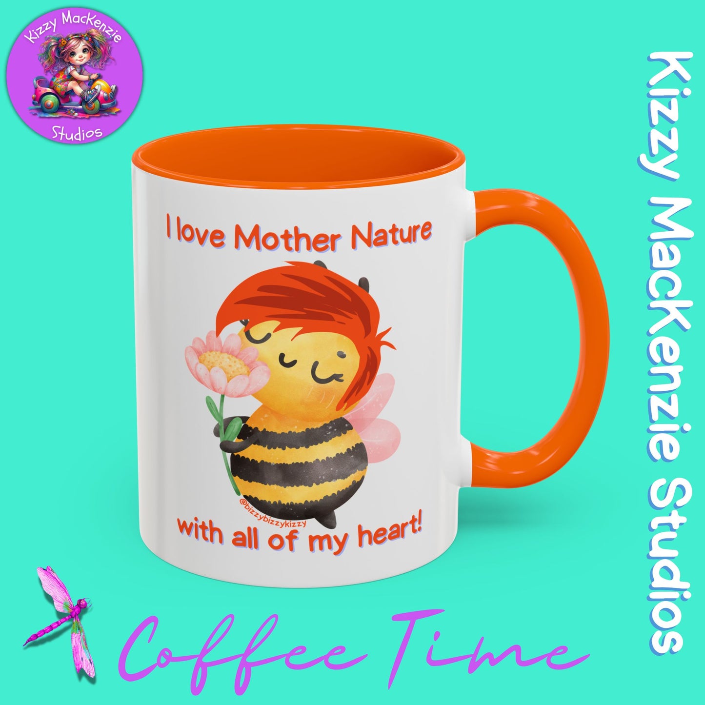 Wimblee the Bee Accent Coffee Mug Gift for Her I Love Mother Nature Flowers Honey Bees Housewarming Gift