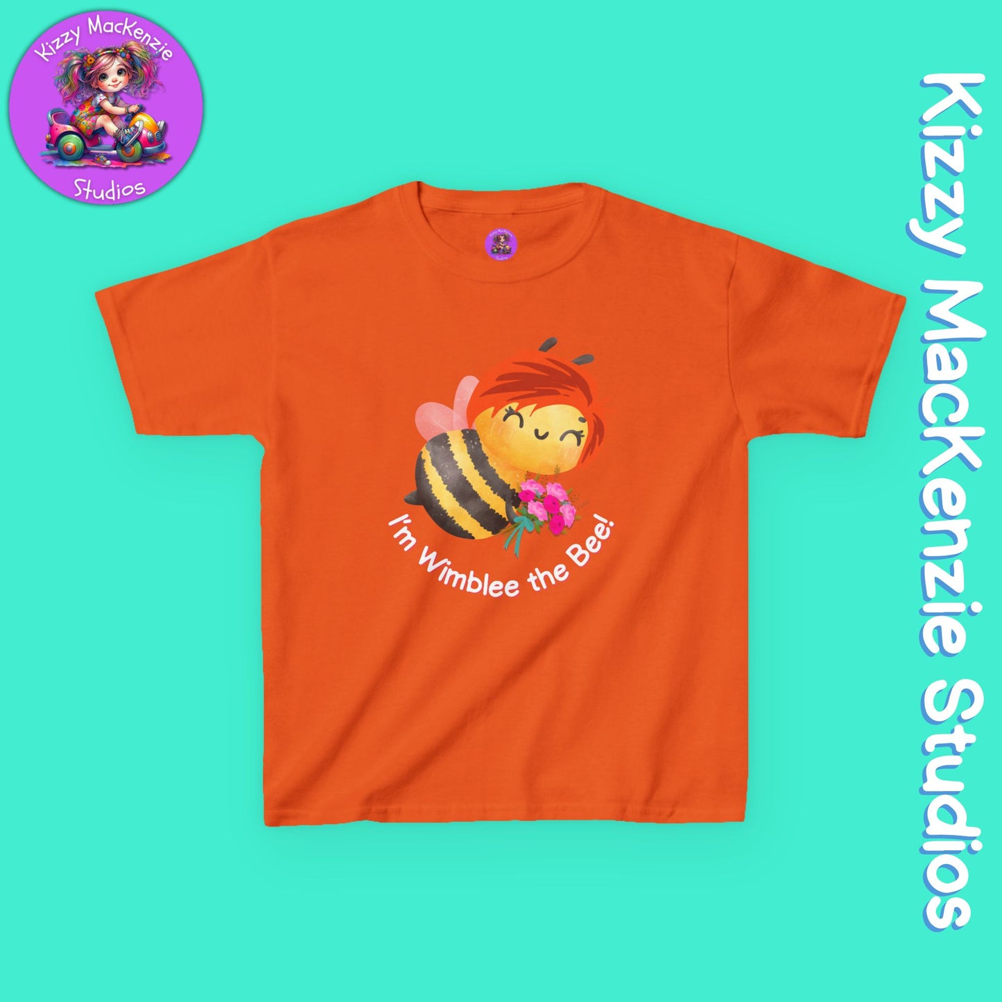 Wimblee the Bee Kids Spring Tee Shirt Bouquet of Flowers Nature Gift for Kids Honey Bee Art
