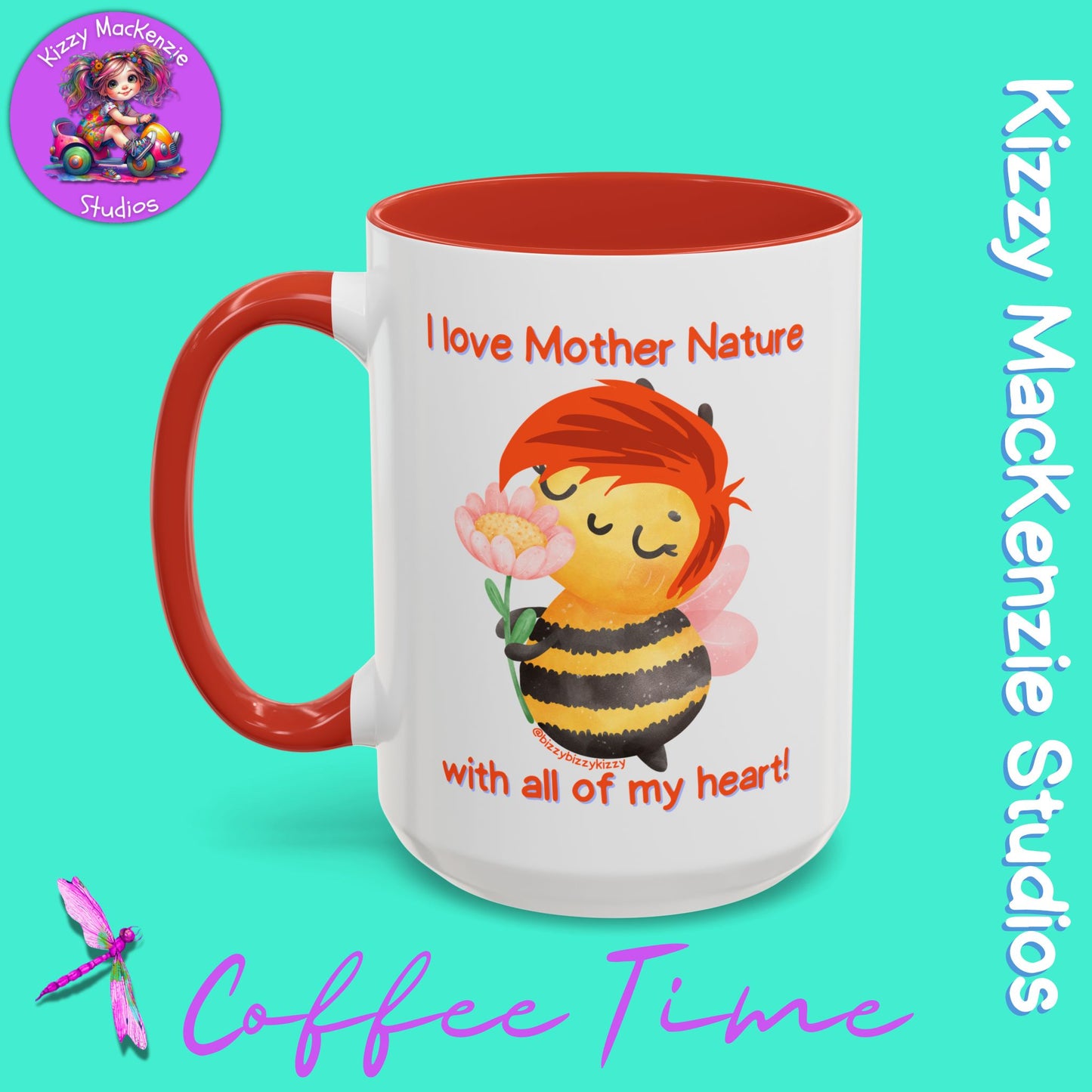 Wimblee the Bee Accent Coffee Mug Gift for Her I Love Mother Nature Flowers Honey Bees Housewarming Gift