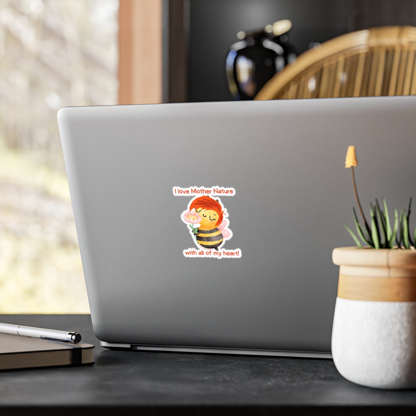 Wimblee the Bee Kiss-Cut Vinyl Decals I Love Mother Nature Decal Earth Day Gift for Teacher Appreciation