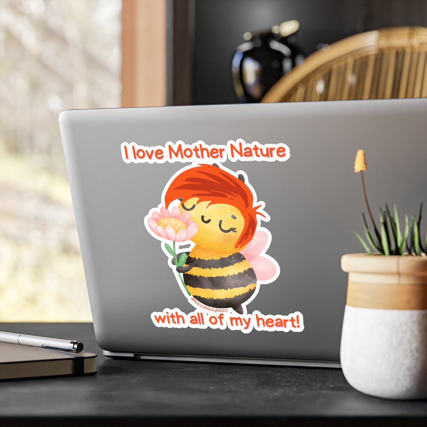 Wimblee the Bee Kiss-Cut Vinyl Decals I Love Mother Nature Decal Earth Day Gift for Teacher Appreciation
