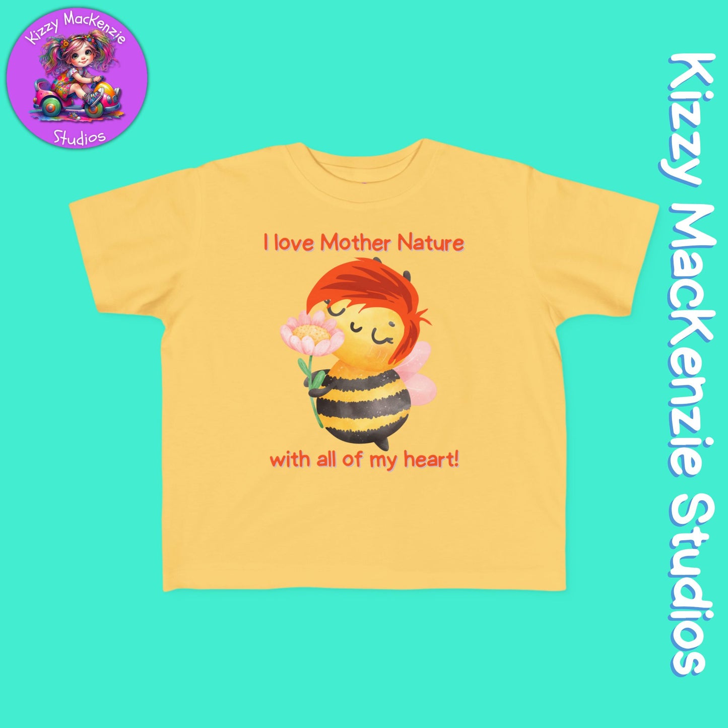 Wimblee the Bee Toddler's Fine Jersey Tee I Love Mother Nature Shirt for Toddler Clothes
