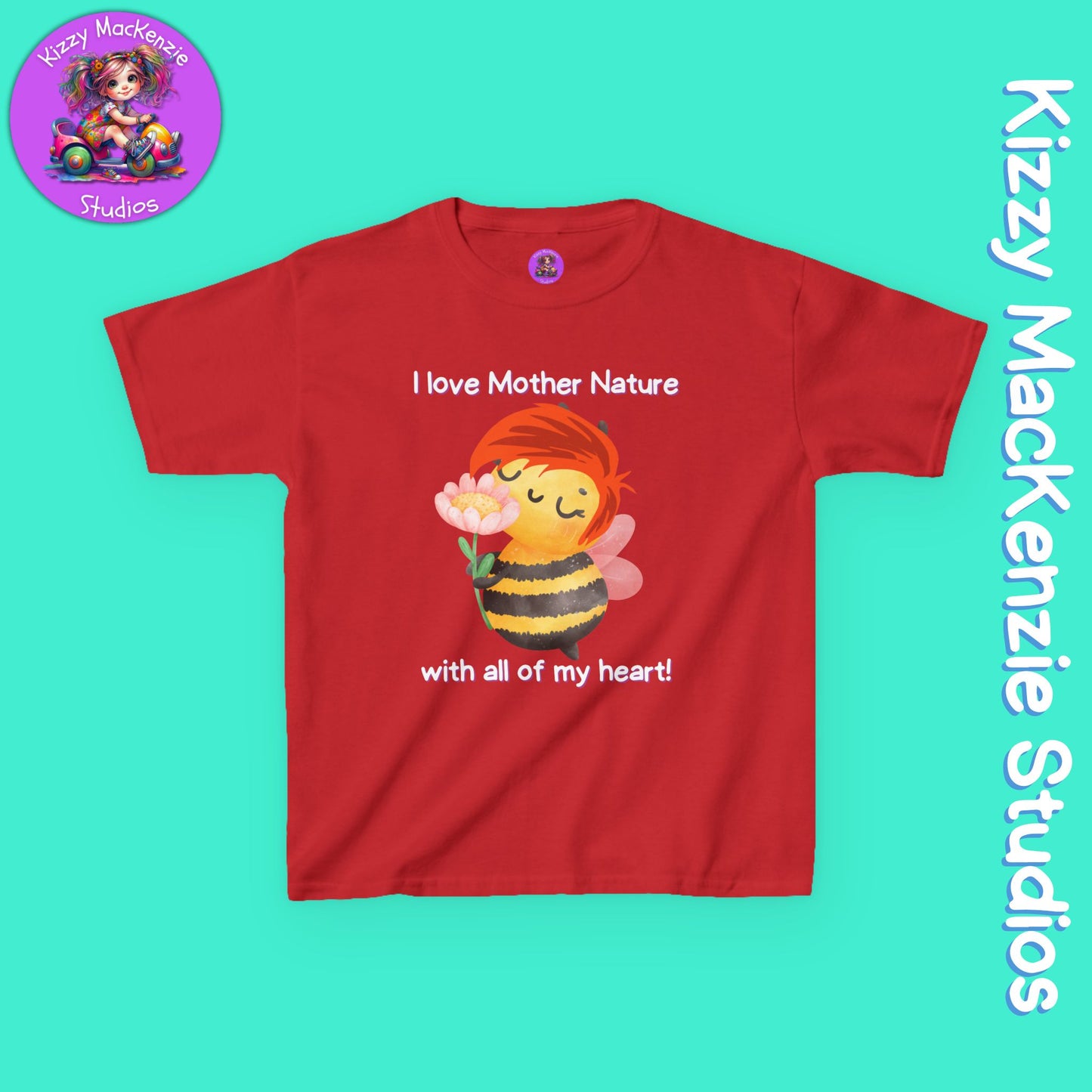 Wimblee the Bee Kids Tee I Love Mother Nature Gift for Child Colorful Honey Bee T-Shirt for Kids
