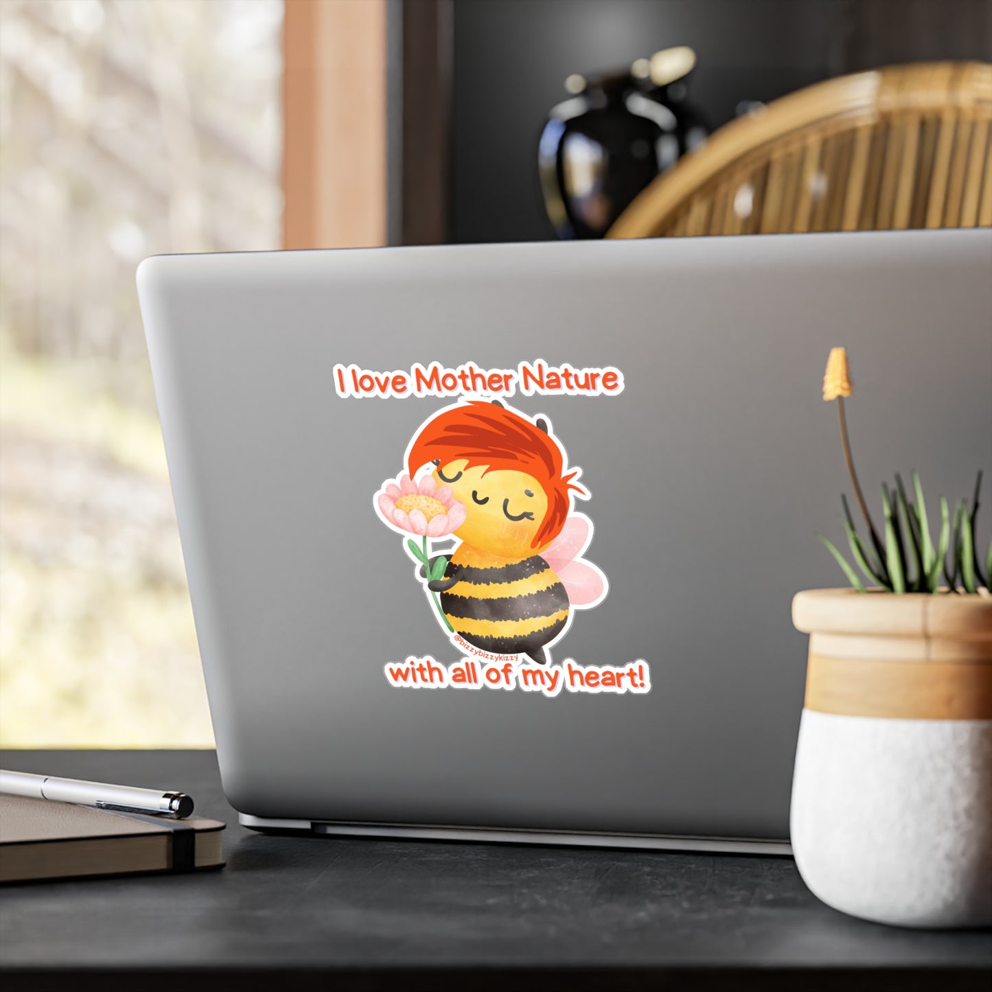 Wimblee the Bee Kiss-Cut Vinyl Decals I Love Mother Nature Decal Earth Day Gift for Teacher Appreciation