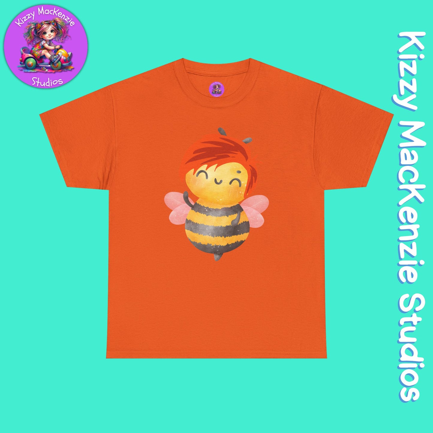 Wimblee the Bee Cute Honey Bee Tee Red-Haired Gift Nature Lover Gift for Him or Her Adult Unisex Heavy Cotton Tee