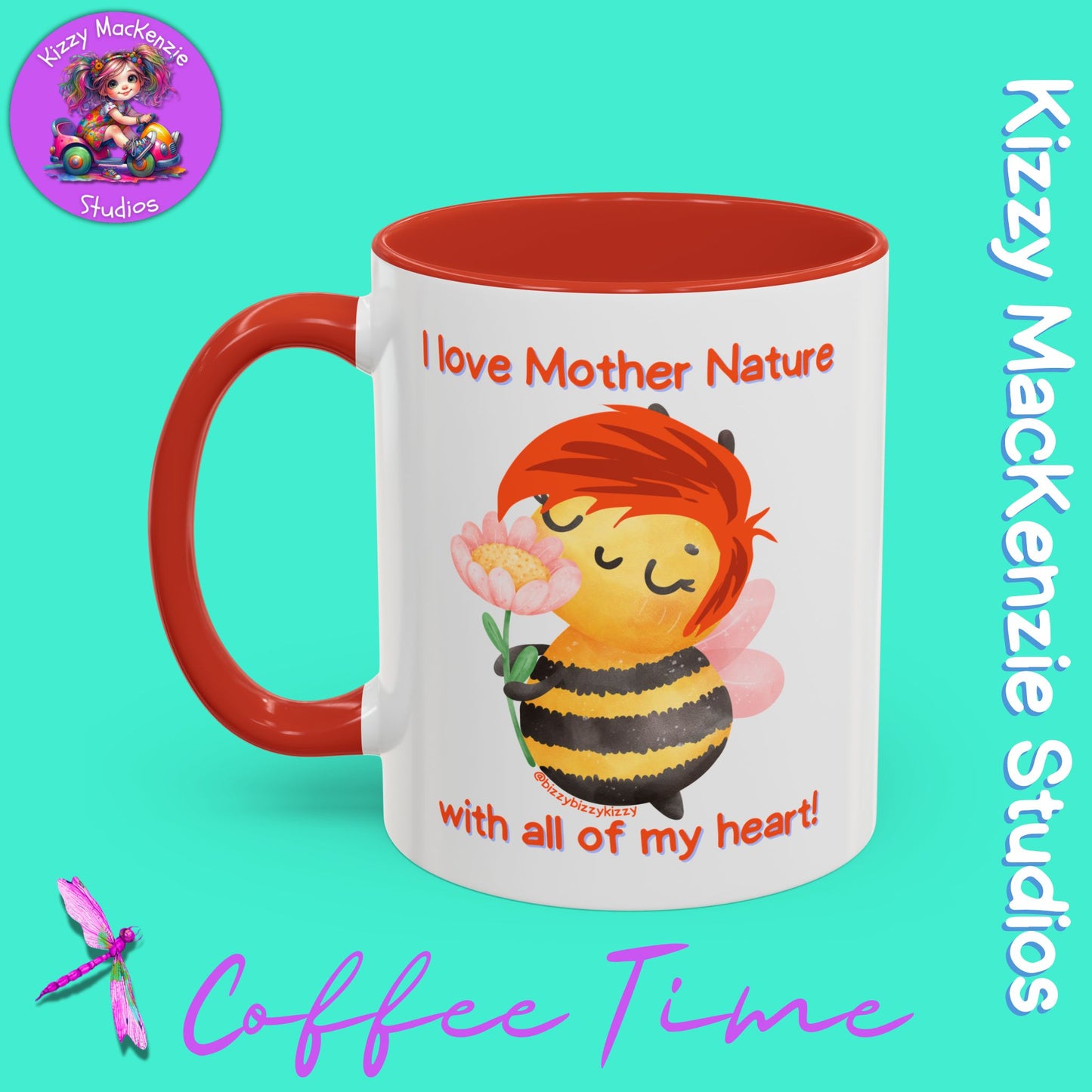 Wimblee the Bee Accent Coffee Mug Gift for Her I Love Mother Nature Flowers Honey Bees Housewarming Gift