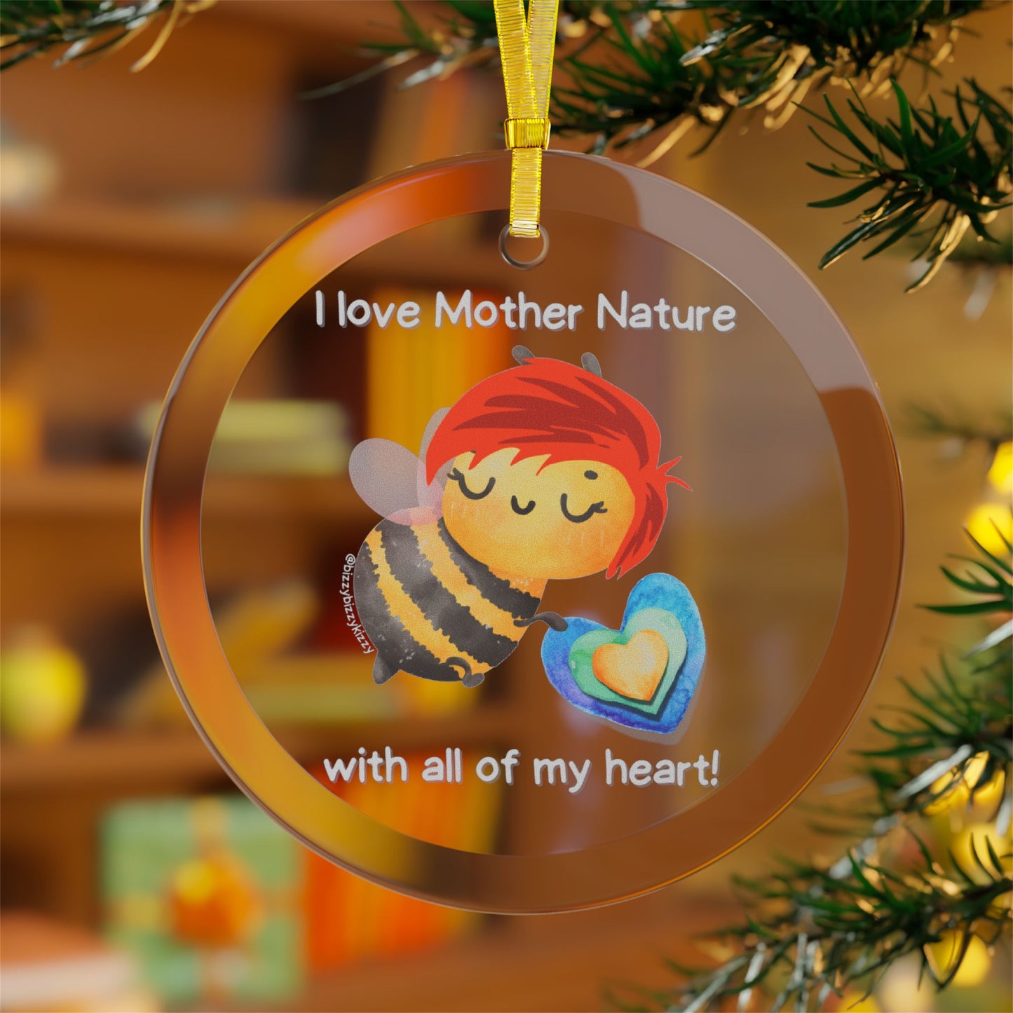 Wimblee the Bee Ornament Holiday Gift Mother Nature Glass Ornaments Nature Lover Gift