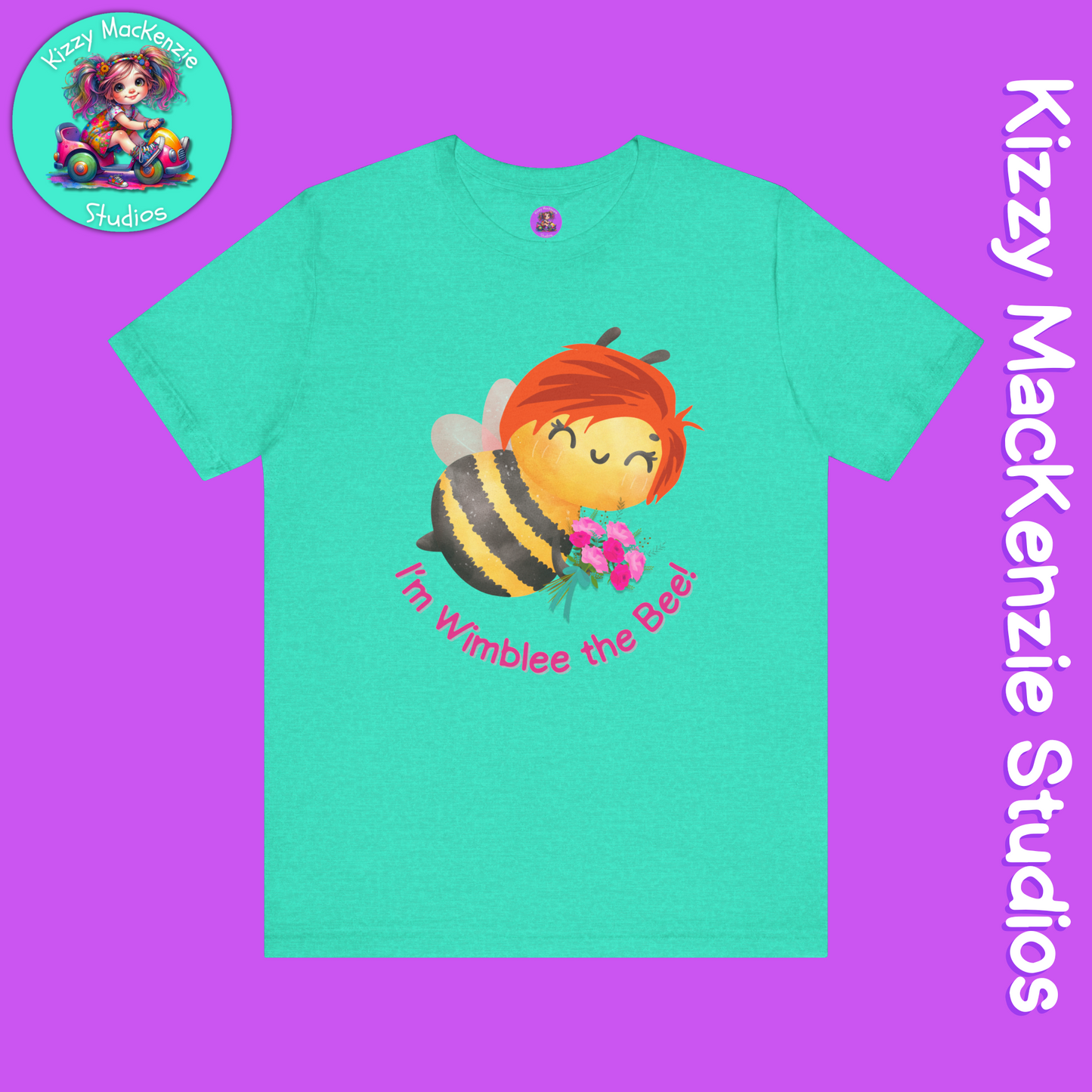 Wimblee the Bee T-Shirt Spring Tee Honey Bee Conservation Flower Gift for Teacher Bee Art Adult Unisex Jersey Short Sleeve T-Shirt
