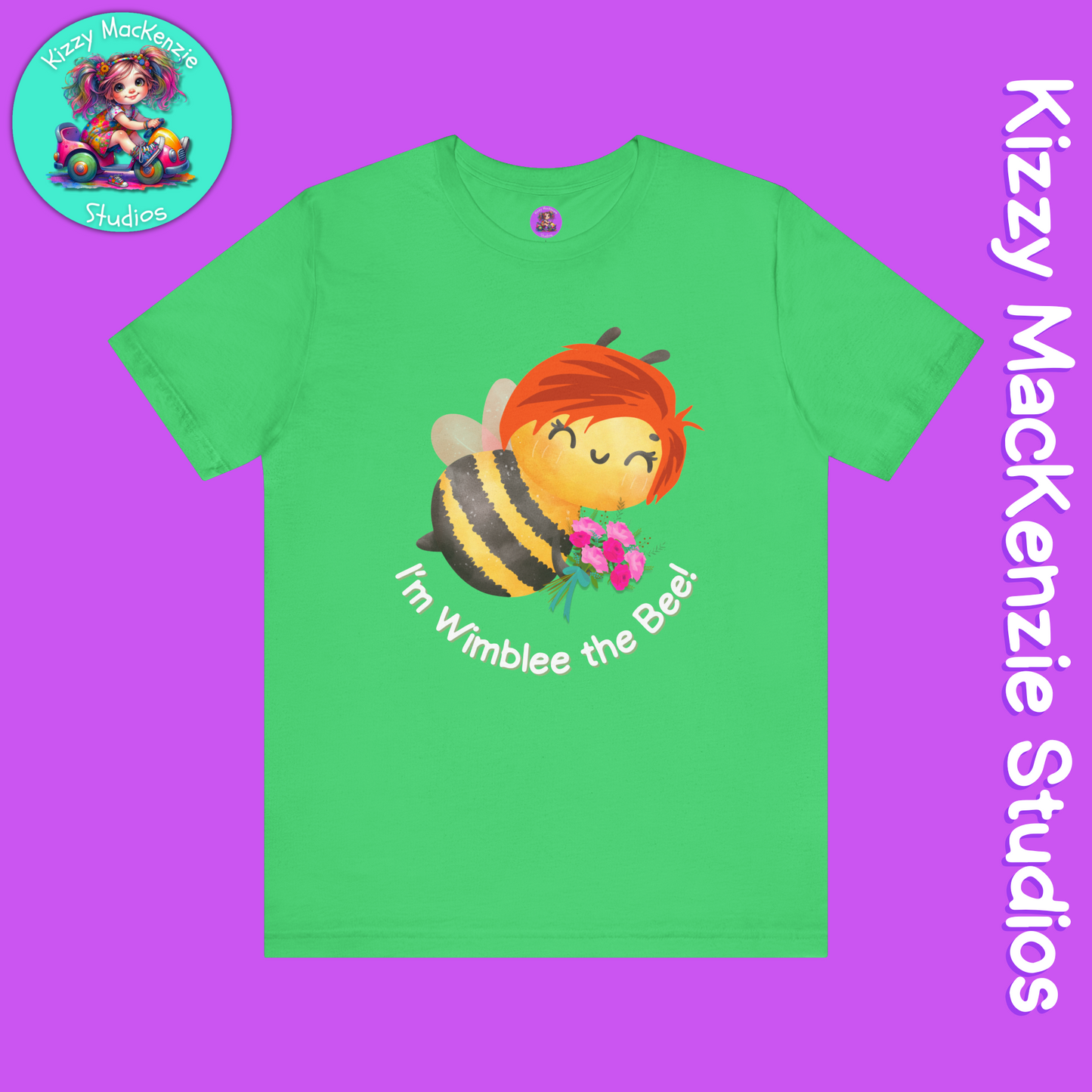 Wimblee the Bee T-Shirt Spring Tee Honey Bee Conservation Flower Gift for Teacher Bee Art Adult Unisex Jersey Short Sleeve T-Shirt