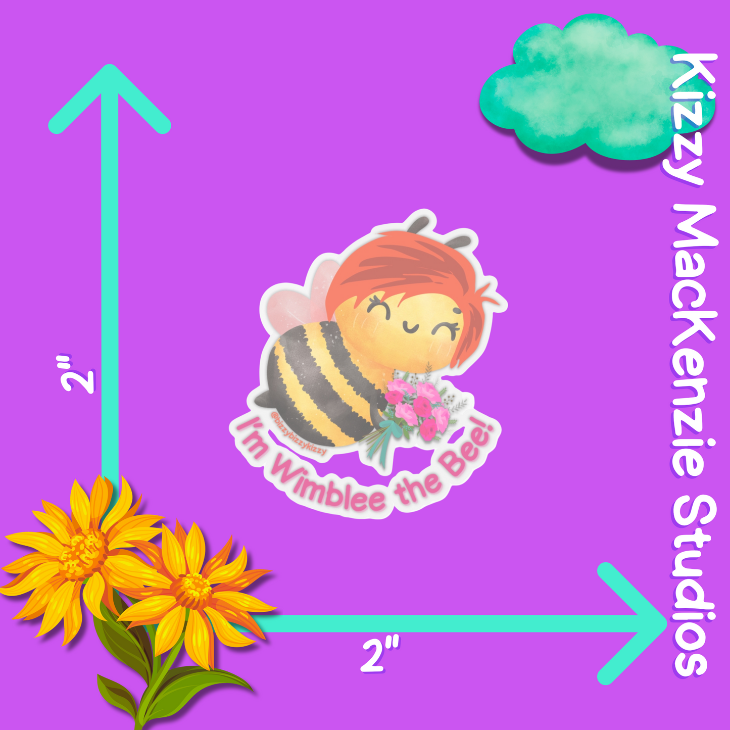 Wimblee the Bee Kiss-Cut Stickers Spring Flowers Gift Red-Haired Character for Kids Colorful Honey Bee Stickers