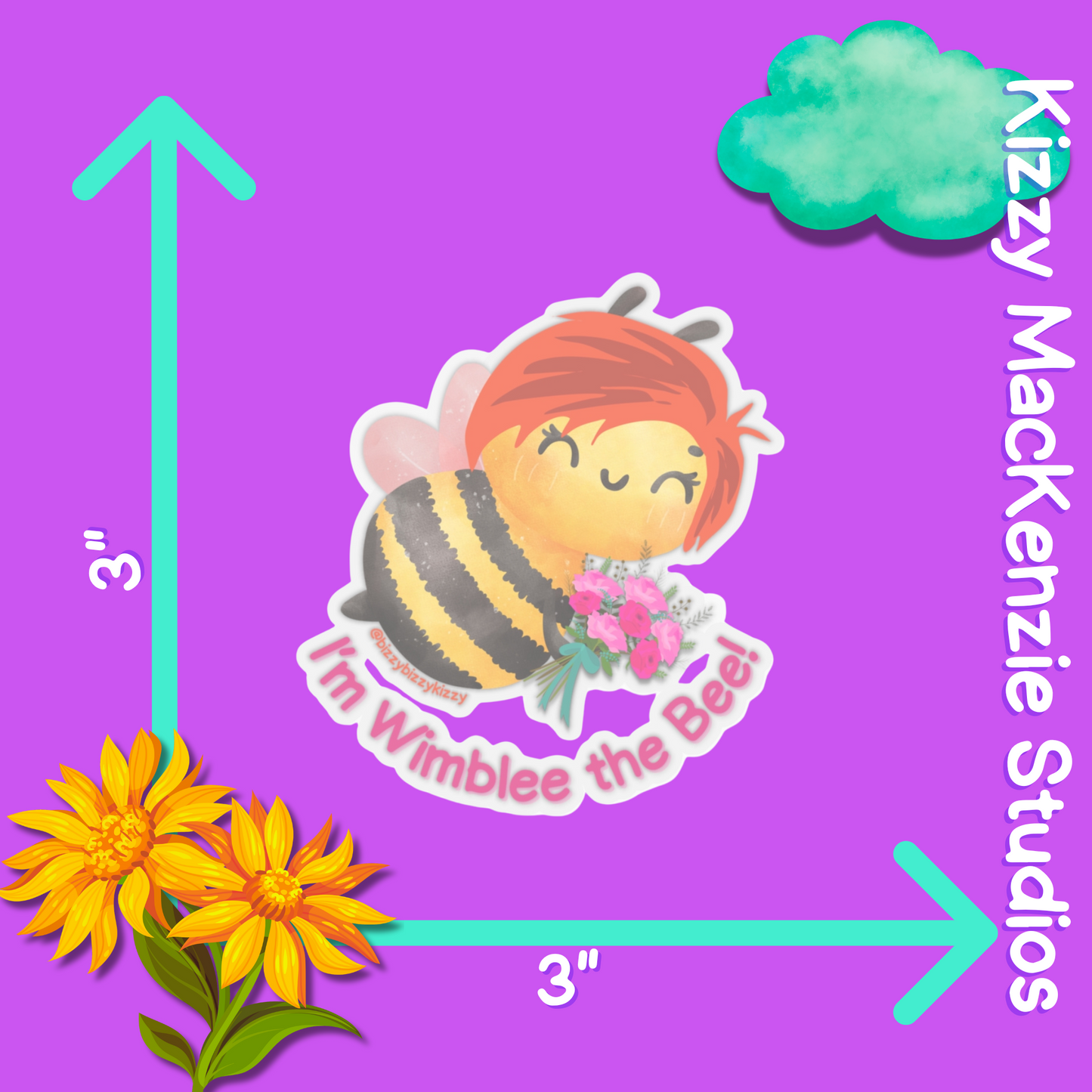Wimblee the Bee Kiss-Cut Stickers Spring Flowers Gift Red-Haired Character for Kids Colorful Honey Bee Stickers