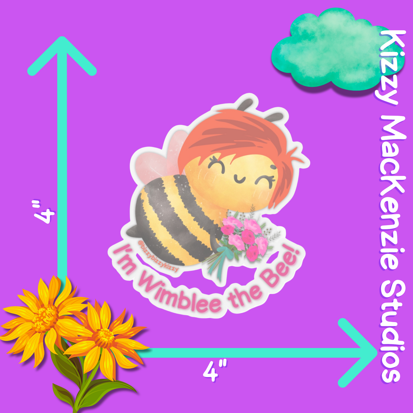 Wimblee the Bee Kiss-Cut Stickers Spring Flowers Gift Red-Haired Character for Kids Colorful Honey Bee Stickers