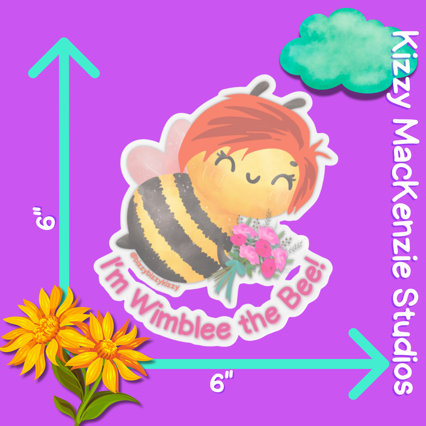 Wimblee the Bee Kiss-Cut Stickers Spring Flowers Gift Red-Haired Character for Kids Colorful Honey Bee Stickers