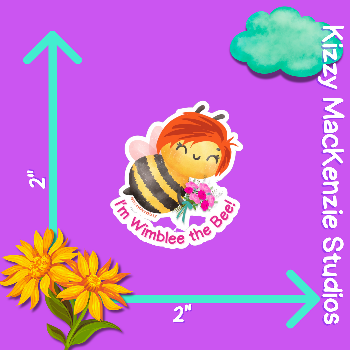 Wimblee the Bee Kiss-Cut Stickers Spring Flowers Gift Red-Haired Character for Kids Colorful Honey Bee Stickers
