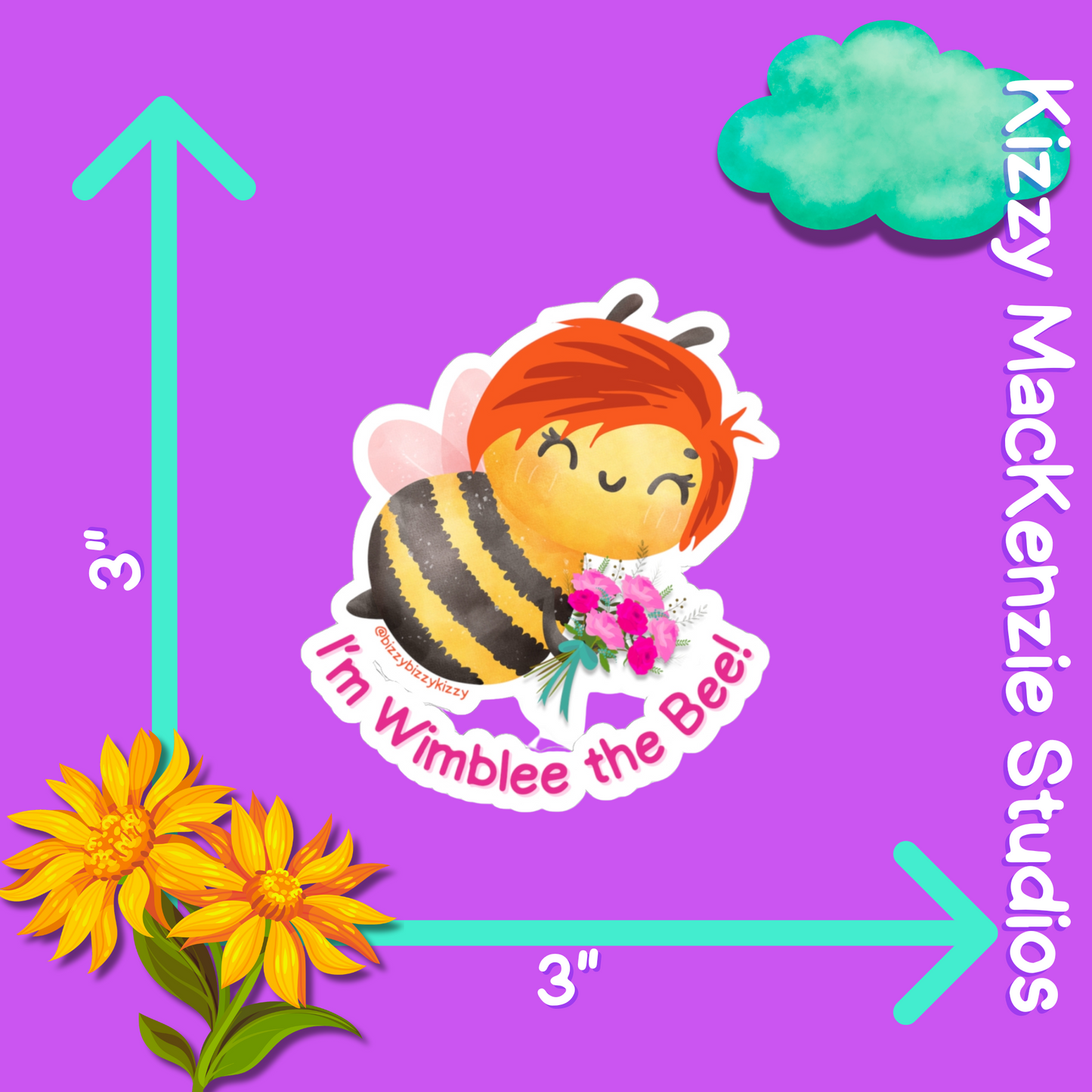 Wimblee the Bee Kiss-Cut Stickers Spring Flowers Gift Red-Haired Character for Kids Colorful Honey Bee Stickers