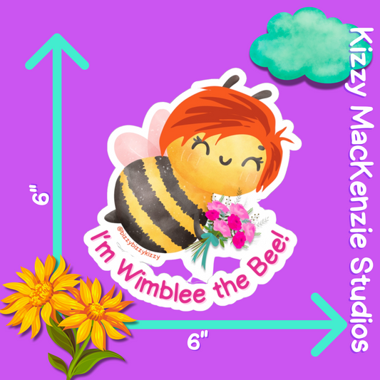 Wimblee the Bee Kiss-Cut Stickers Spring Flowers Gift Red-Haired Character for Kids Colorful Honey Bee Stickers