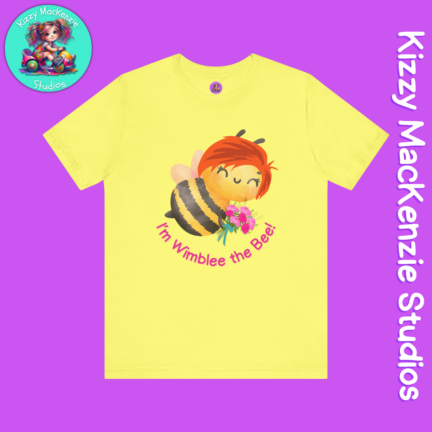 Wimblee the Bee T-Shirt Spring Tee Honey Bee Conservation Flower Gift for Teacher Bee Art Adult Unisex Jersey Short Sleeve T-Shirt