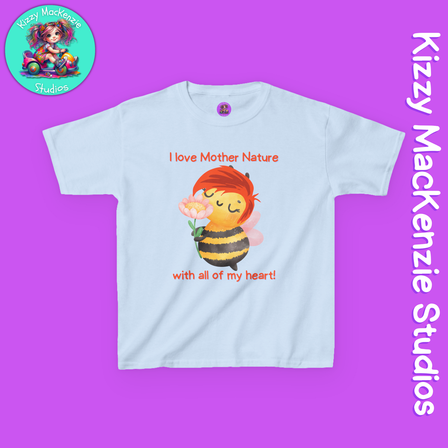 Wimblee the Bee Kids Tee I Love Mother Nature Gift for Child Colorful Honey Bee T-Shirt for Kids
