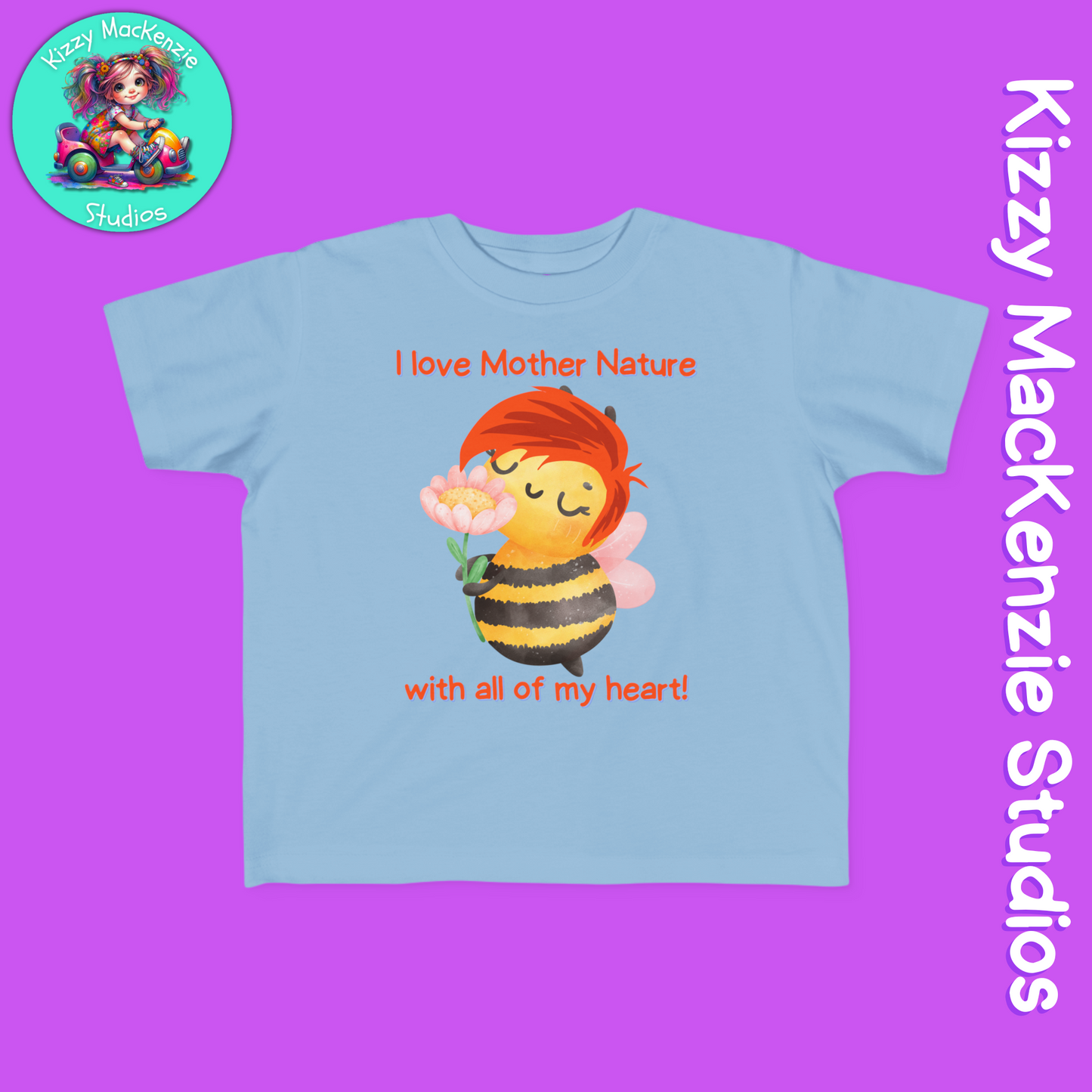 Wimblee the Bee Toddler's Fine Jersey Tee I Love Mother Nature Shirt for Toddler Clothes