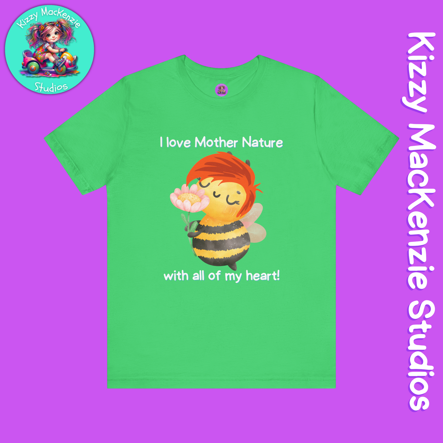 Wimblee the Bee T-Shirt Mother Nature Lover Gift Honey Bee Tee Flower Gift for Her Adult Unisex Jersey Short Sleeve T-Shirt