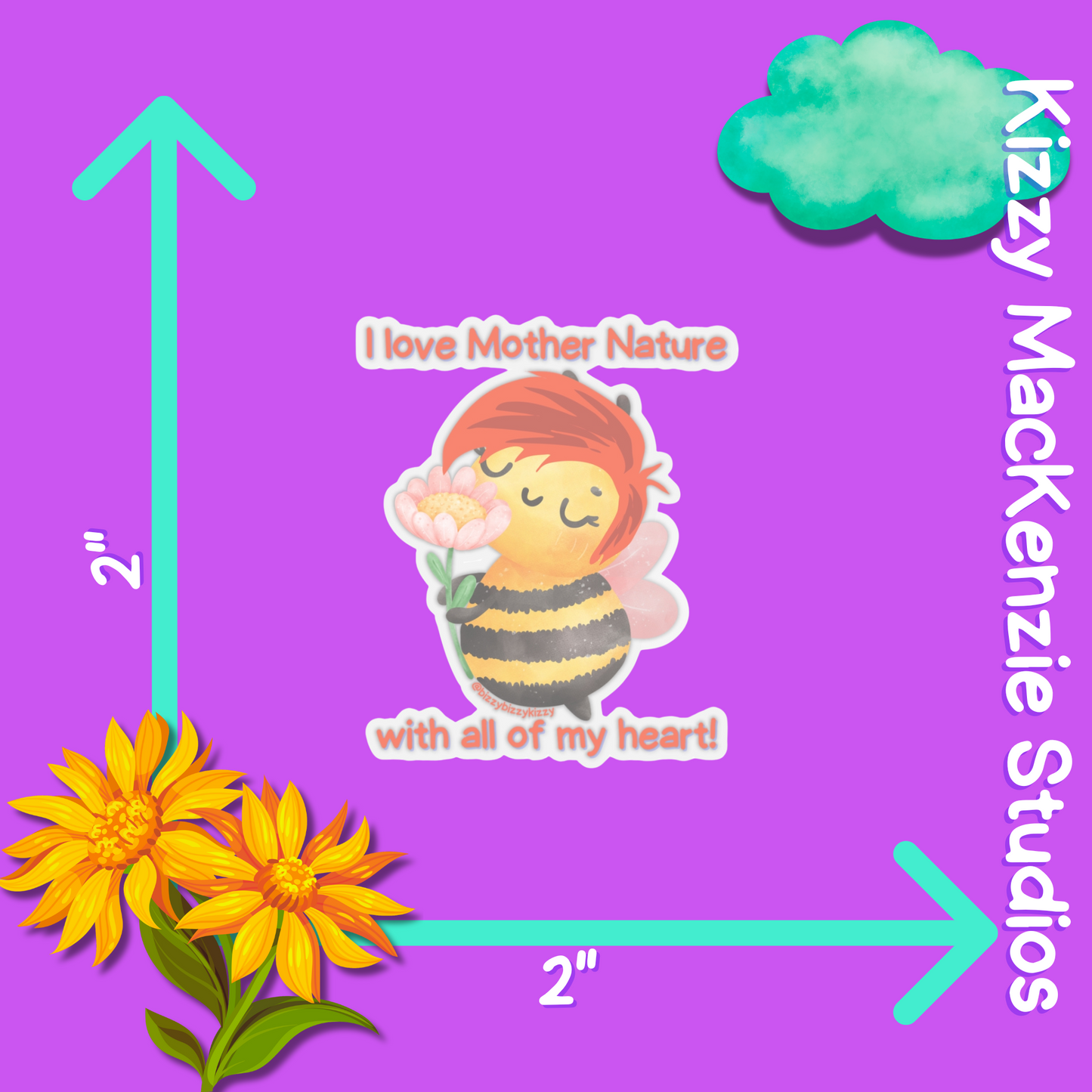 Wimblee The Bee Kiss-Cut Stickers Nature Stickers for Kids I Love Mother Nature Gift Honey Bee Appreciation