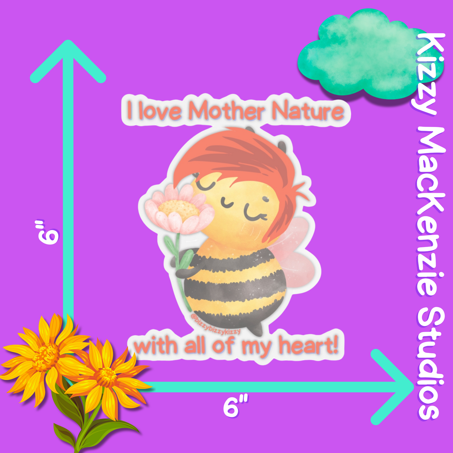Wimblee The Bee Kiss-Cut Stickers Nature Stickers for Kids I Love Mother Nature Gift Honey Bee Appreciation
