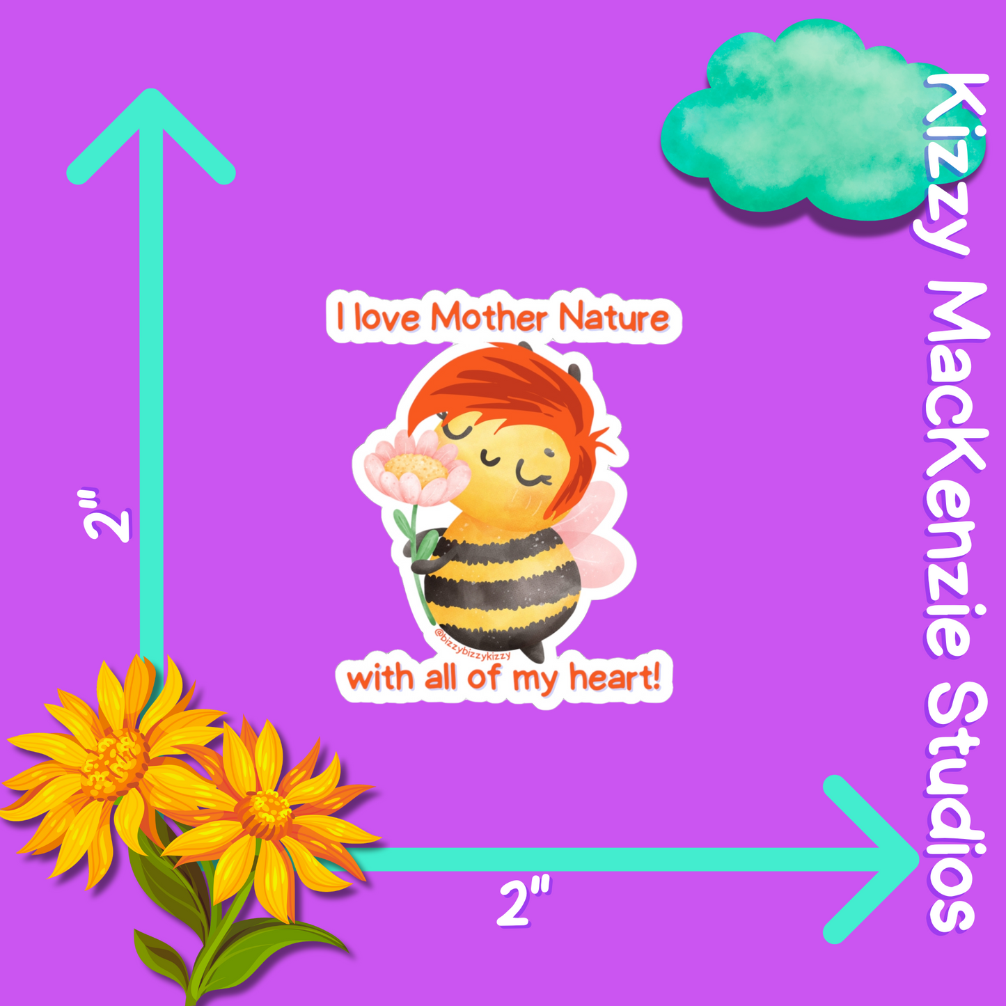 Wimblee The Bee Kiss-Cut Stickers Nature Stickers for Kids I Love Mother Nature Gift Honey Bee Appreciation