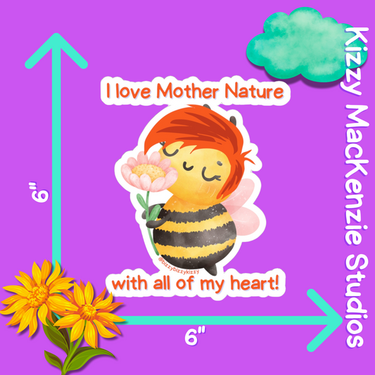 Wimblee The Bee Kiss-Cut Stickers Nature Stickers for Kids I Love Mother Nature Gift Honey Bee Appreciation