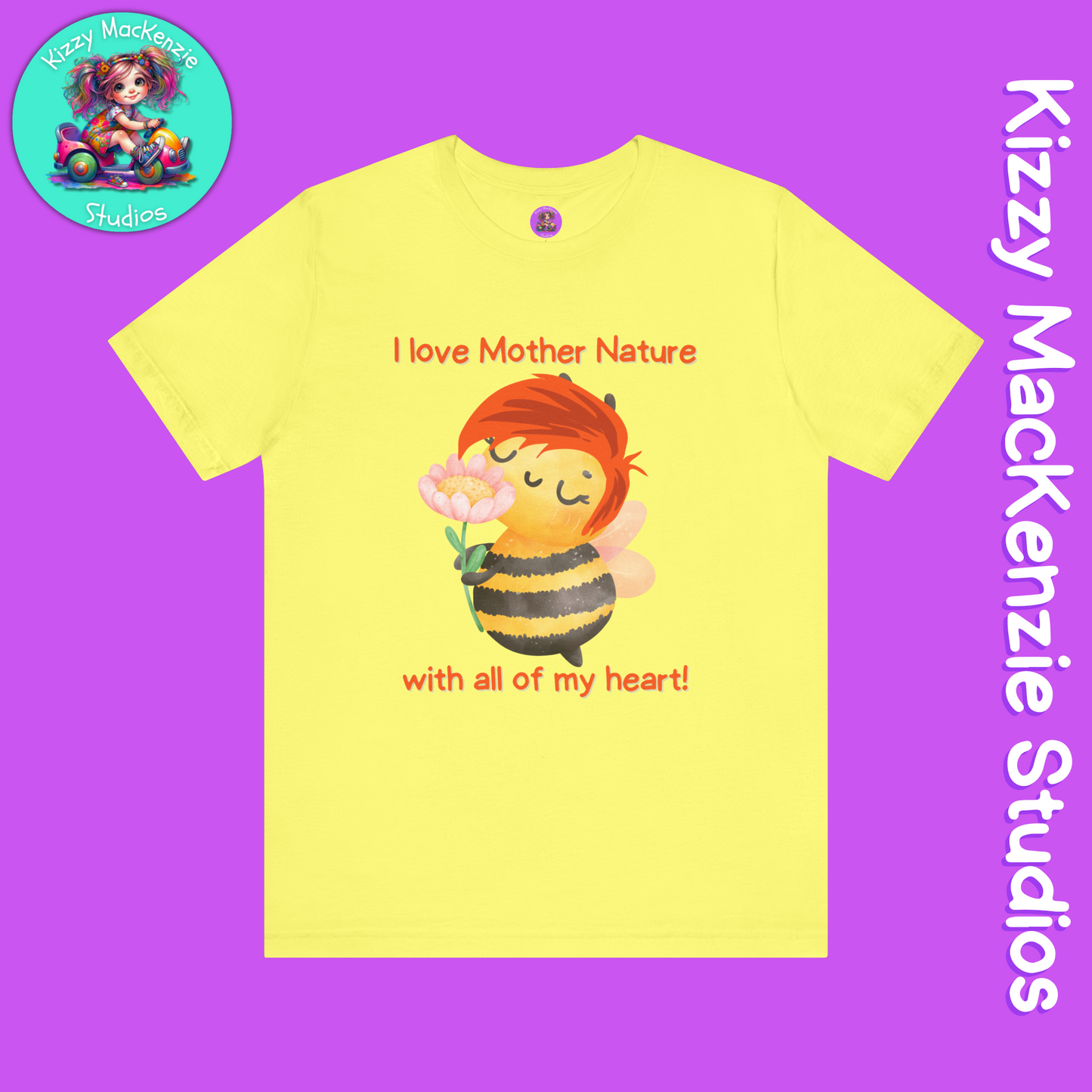 Wimblee the Bee T-Shirt Mother Nature Lover Gift Honey Bee Tee Flower Gift for Her Adult Unisex Jersey Short Sleeve T-Shirt
