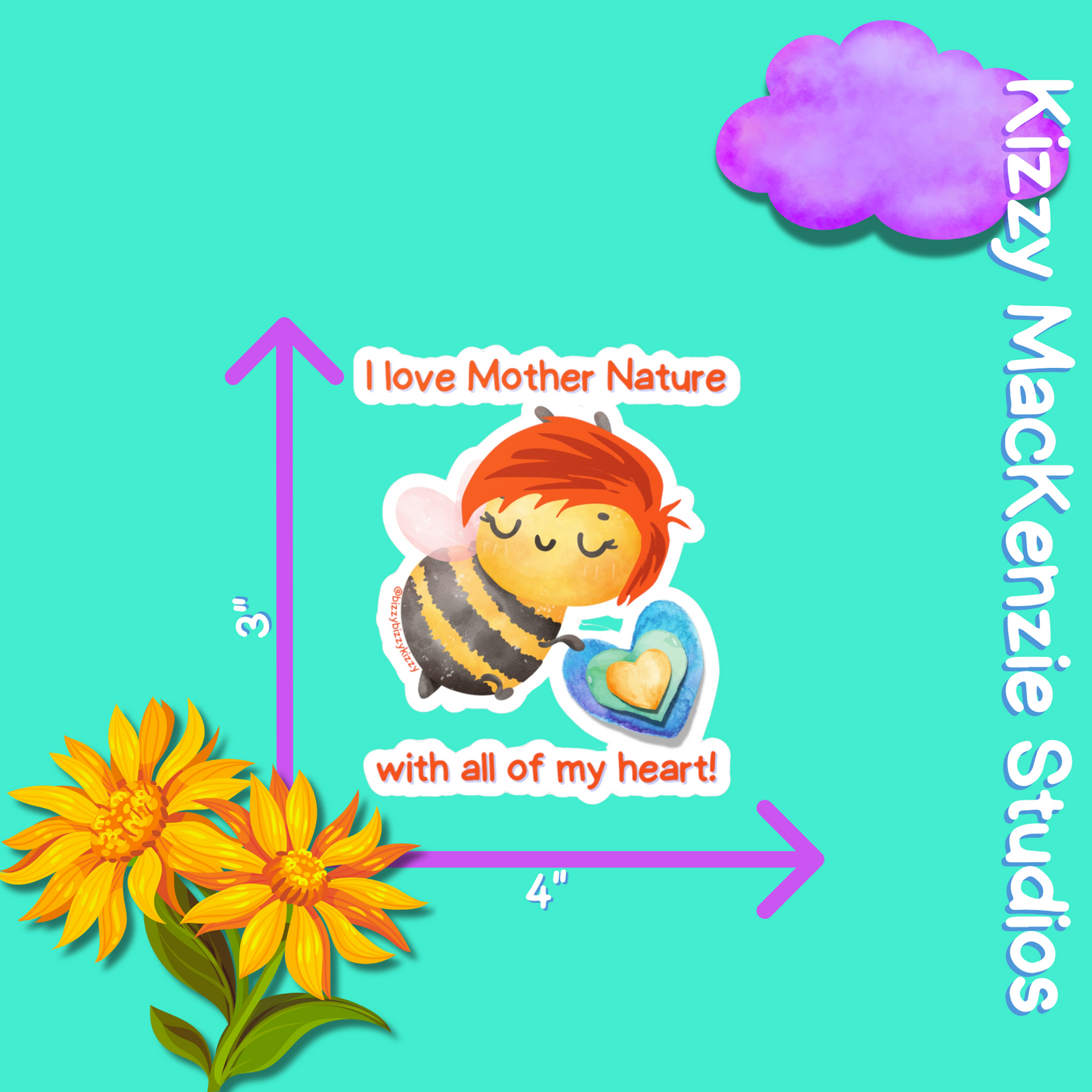 Wimblee the Bee Kiss-Cut Vinyl Decals Mother Nature Decal Honey Bee Lover Gift for Kids