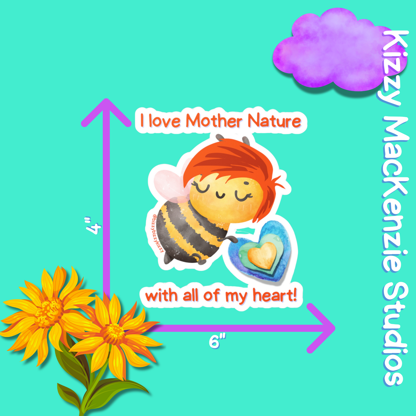 Wimblee the Bee Kiss-Cut Vinyl Decals Mother Nature Decal Honey Bee Lover Gift for Kids
