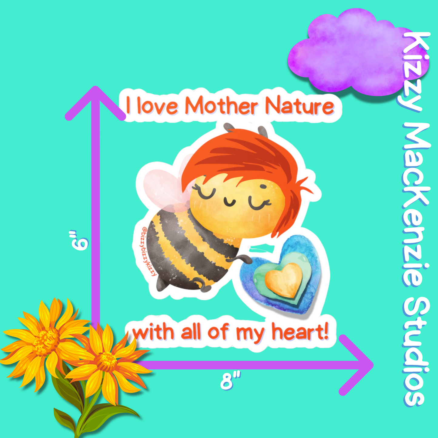Wimblee the Bee Kiss-Cut Vinyl Decals Mother Nature Decal Honey Bee Lover Gift for Kids