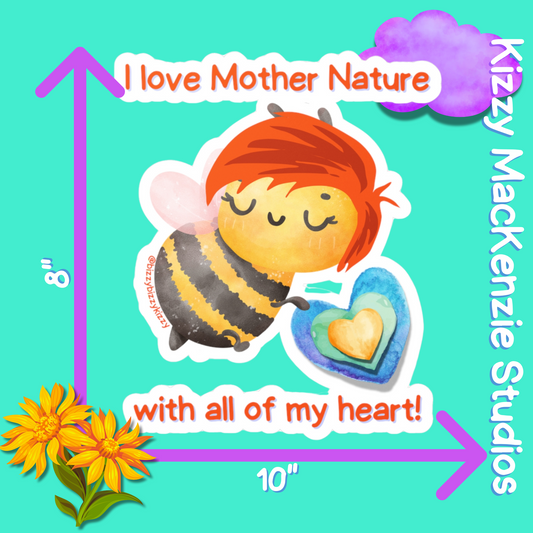 Wimblee the Bee Kiss-Cut Vinyl Decals Mother Nature Decal Honey Bee Lover Gift for Kids