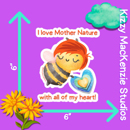 Wimblee The Bee Kiss-Cut Stickers Mother Nature Earth Day Gift for Teachers Honey Bee Conservation Stickers