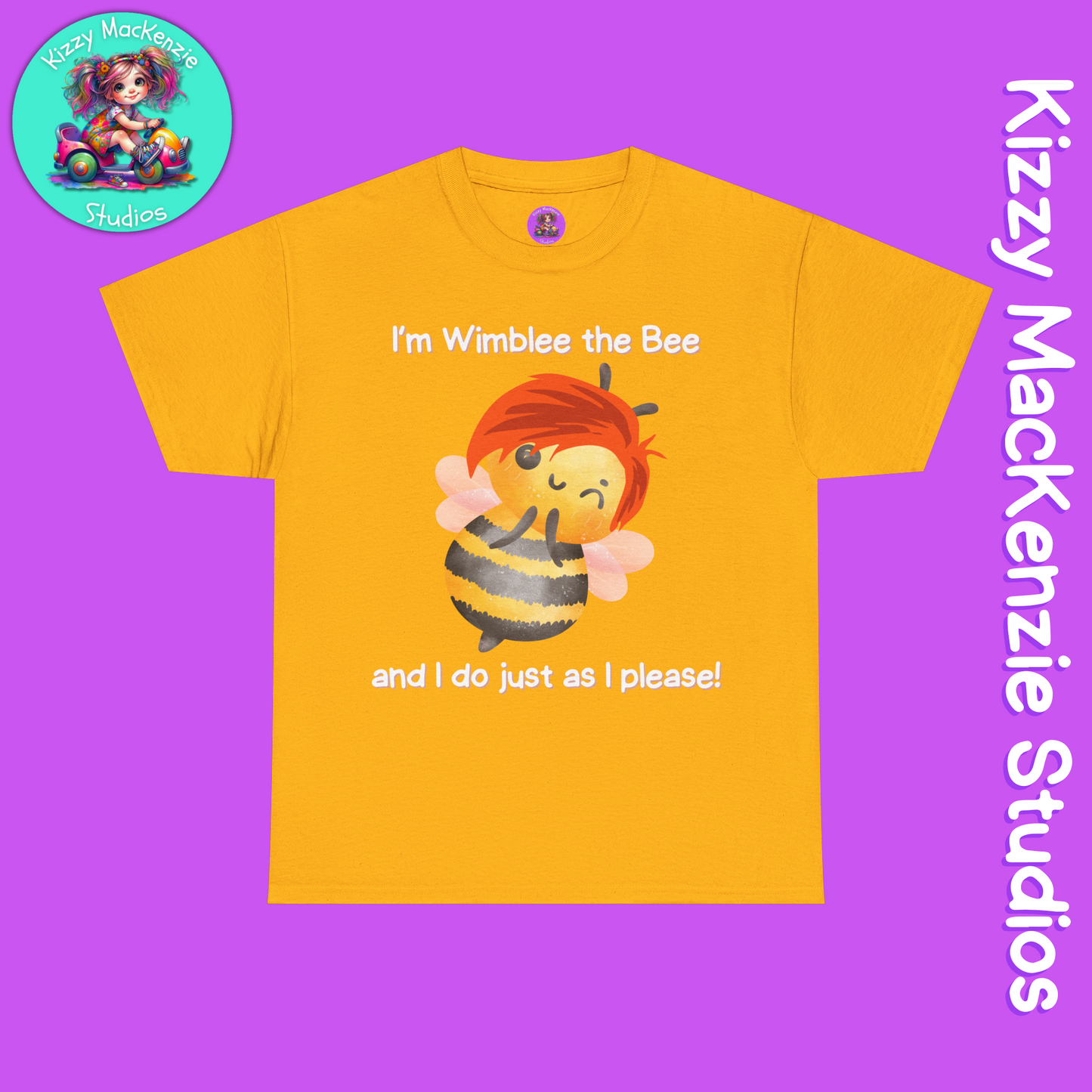 Wimblee the Bee Funny Honey Bee T-Shirt Spring Tee for Him or Her Teacher Appreciation Gift Unisex Heavy Cotton Tee