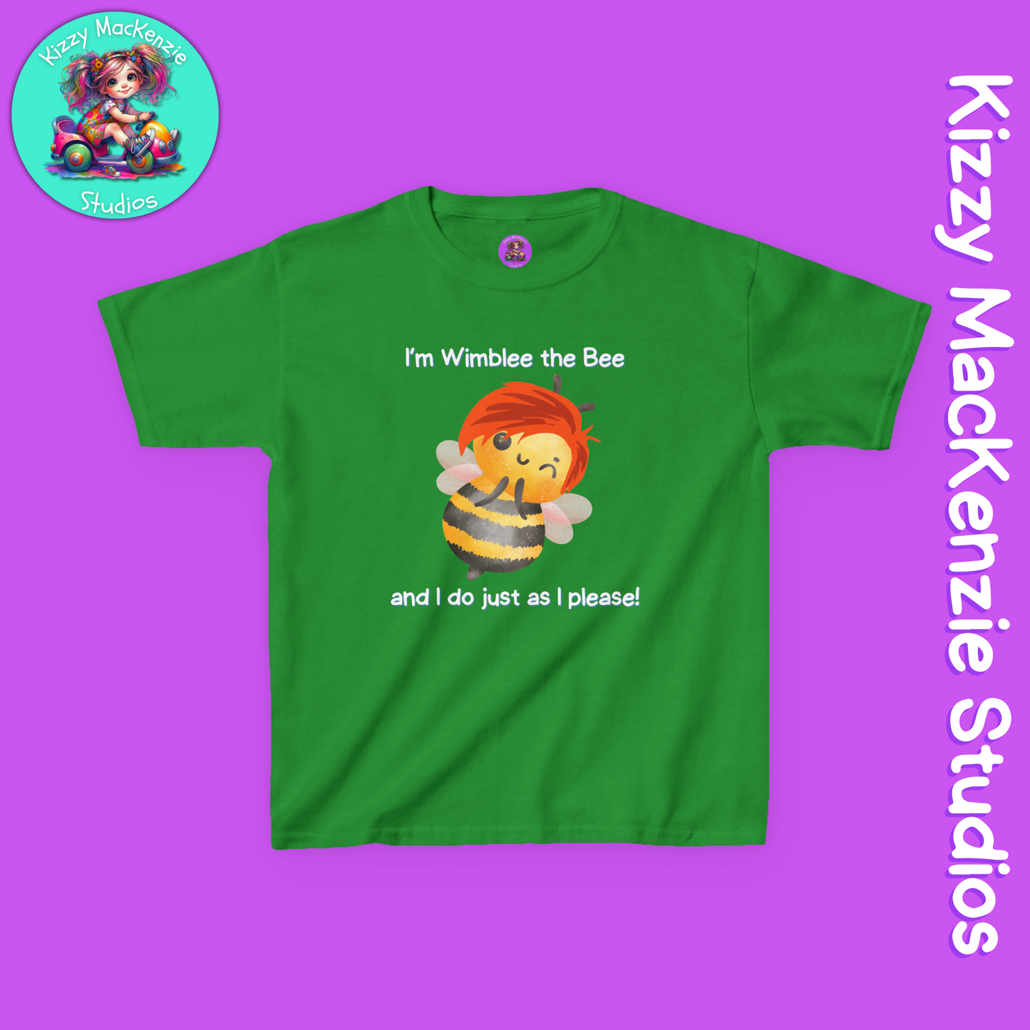 Wimblee the Bee T-Shirt for Kids Honey Bee Art Funny Shirt for Boys and Girls Nature Lover Gift for Kids
