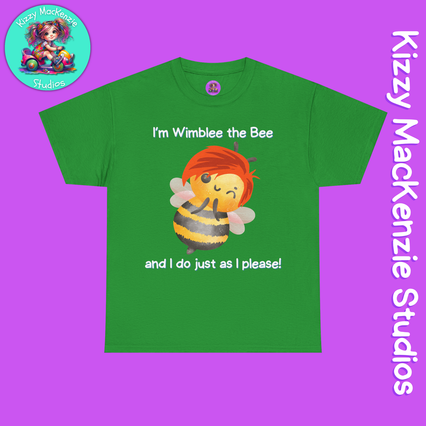 Wimblee the Bee Funny Honey Bee T-Shirt Spring Tee for Him or Her Teacher Appreciation Gift Unisex Heavy Cotton Tee