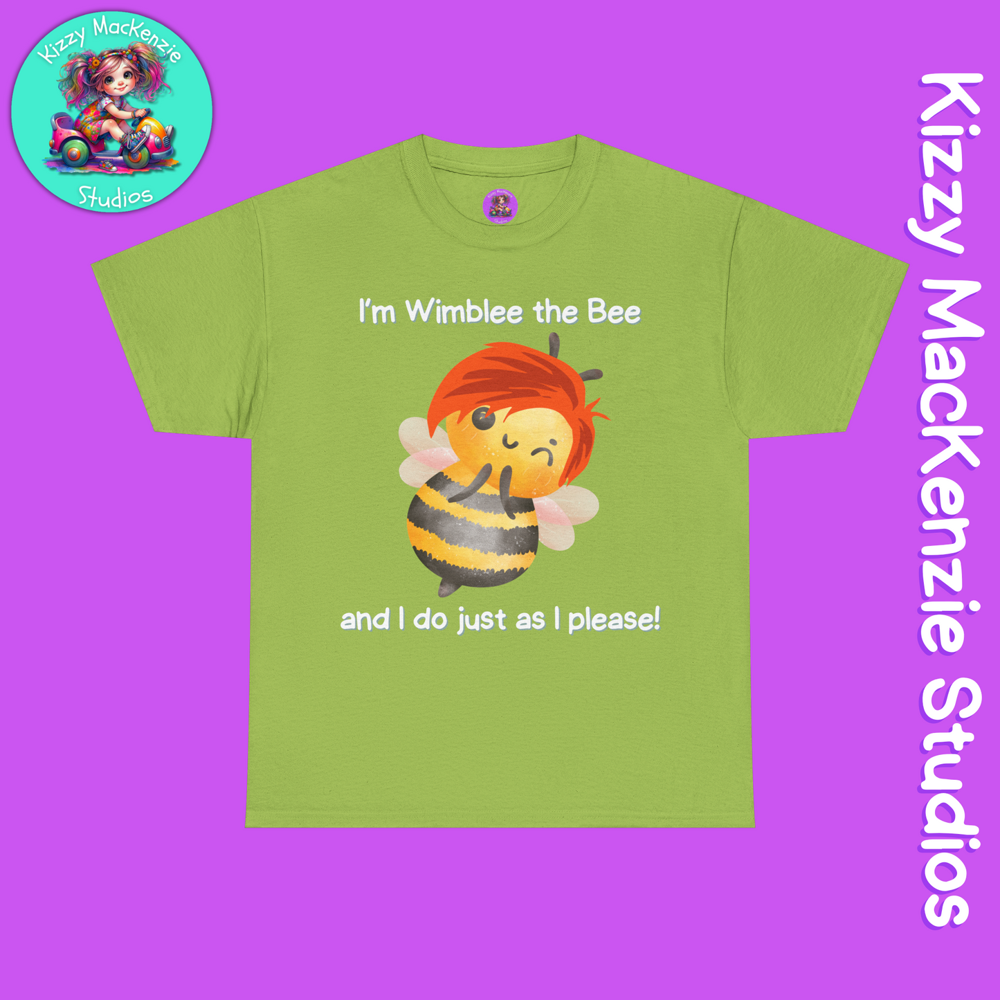 Wimblee the Bee Funny Honey Bee T-Shirt Spring Tee for Him or Her Teacher Appreciation Gift Unisex Heavy Cotton Tee