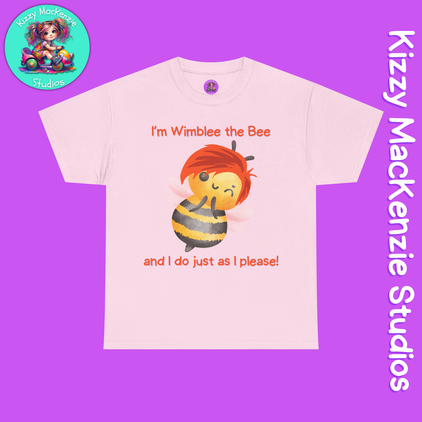 Wimblee the Bee Funny Honey Bee T-Shirt Spring Tee for Him or Her Teacher Appreciation Gift Unisex Heavy Cotton Tee
