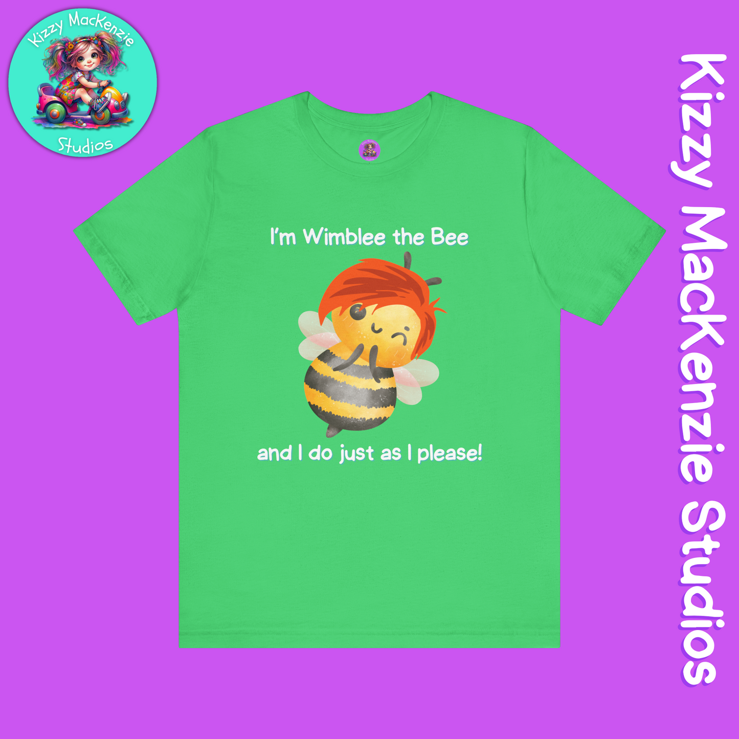 Wimblee the Bee T-Shirt Funny Honey Bee Tee Shirt Nature Gift Colorful Bee Art Pollinator Shirt for Him or Her Adult Unisex Jersey Short Sleeve T-Shirt