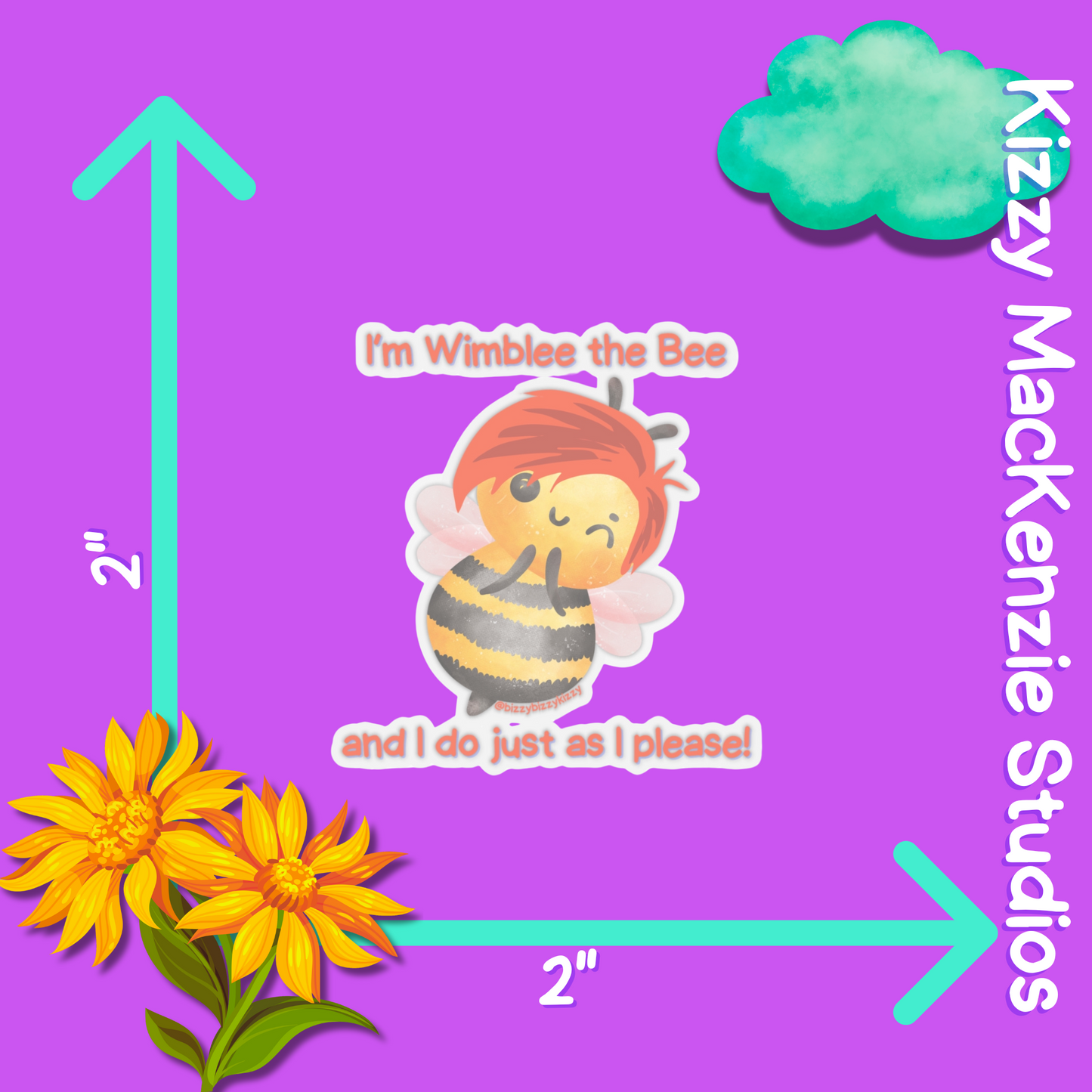 Wimblee the Bee Kiss-Cut Stickers Honey Bee Stickers for Kids Nature Lover Stickers Funny Stickers for Kids