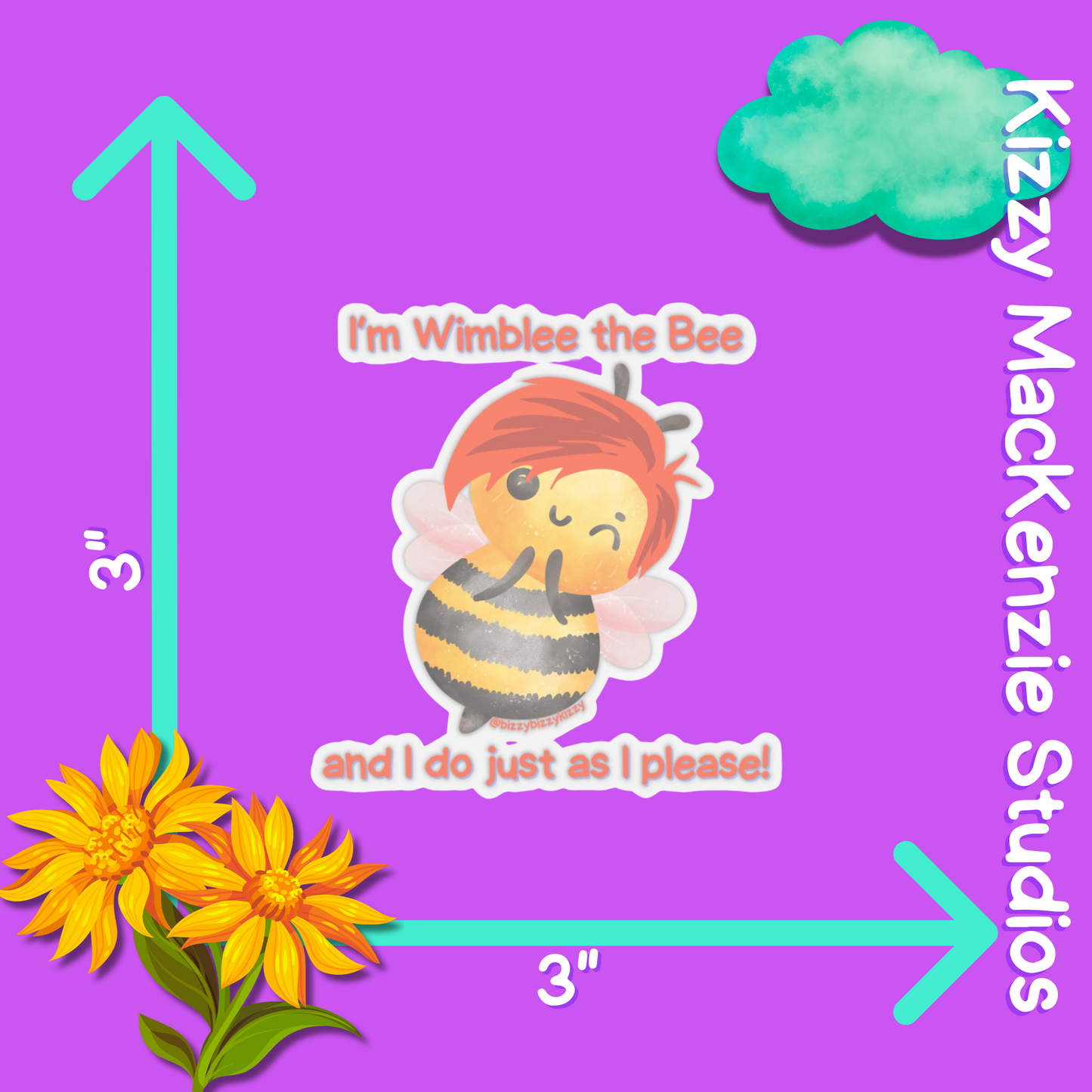 Wimblee the Bee Kiss-Cut Stickers Honey Bee Stickers for Kids Nature Lover Stickers Funny Stickers for Kids