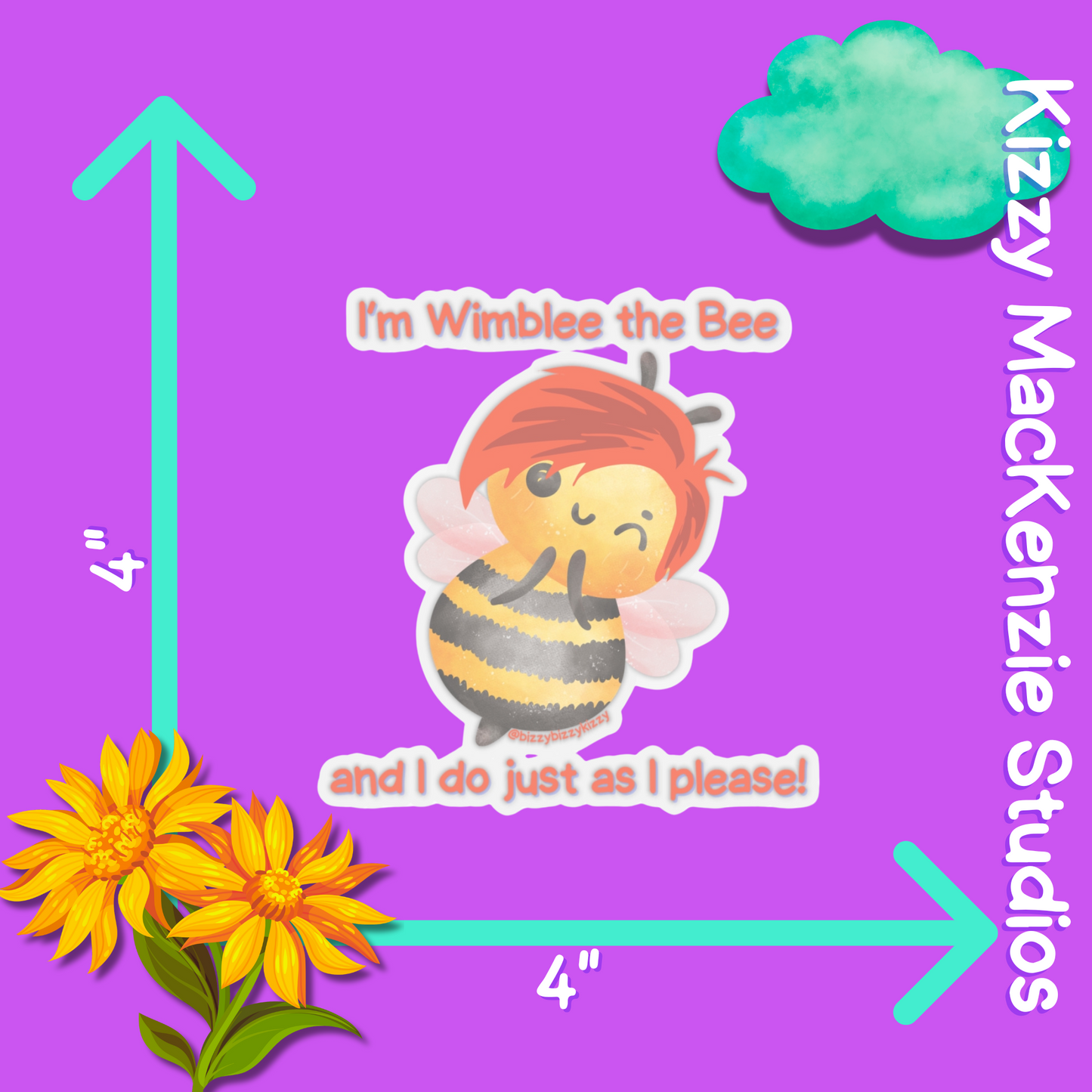 Wimblee the Bee Kiss-Cut Stickers Honey Bee Stickers for Kids Nature Lover Stickers Funny Stickers for Kids