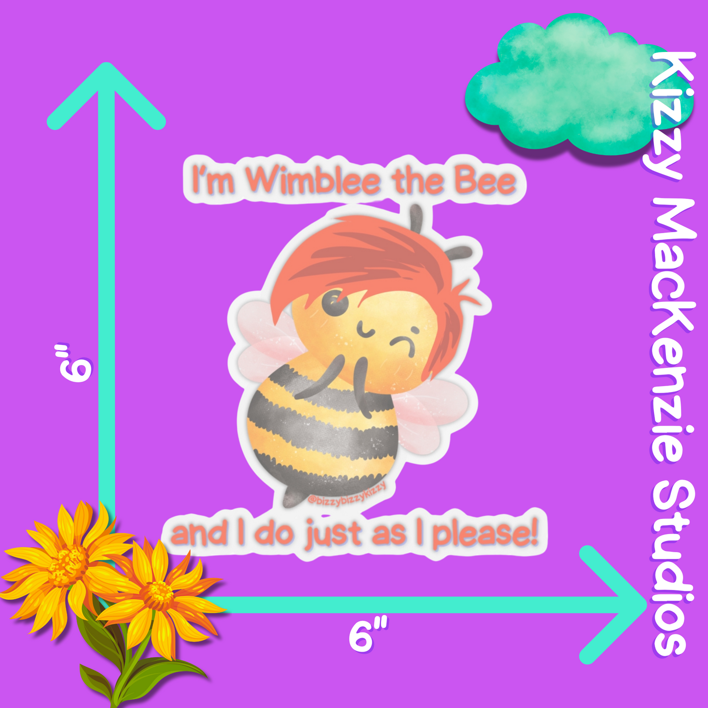 Wimblee the Bee Kiss-Cut Stickers Honey Bee Stickers for Kids Nature Lover Stickers Funny Stickers for Kids