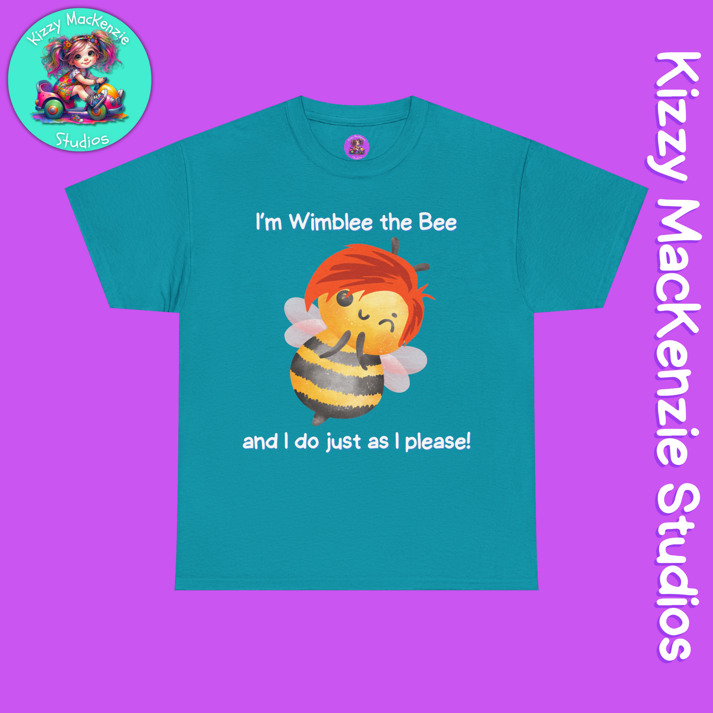 Wimblee the Bee Funny Honey Bee T-Shirt Spring Tee for Him or Her Teacher Appreciation Gift Unisex Heavy Cotton Tee