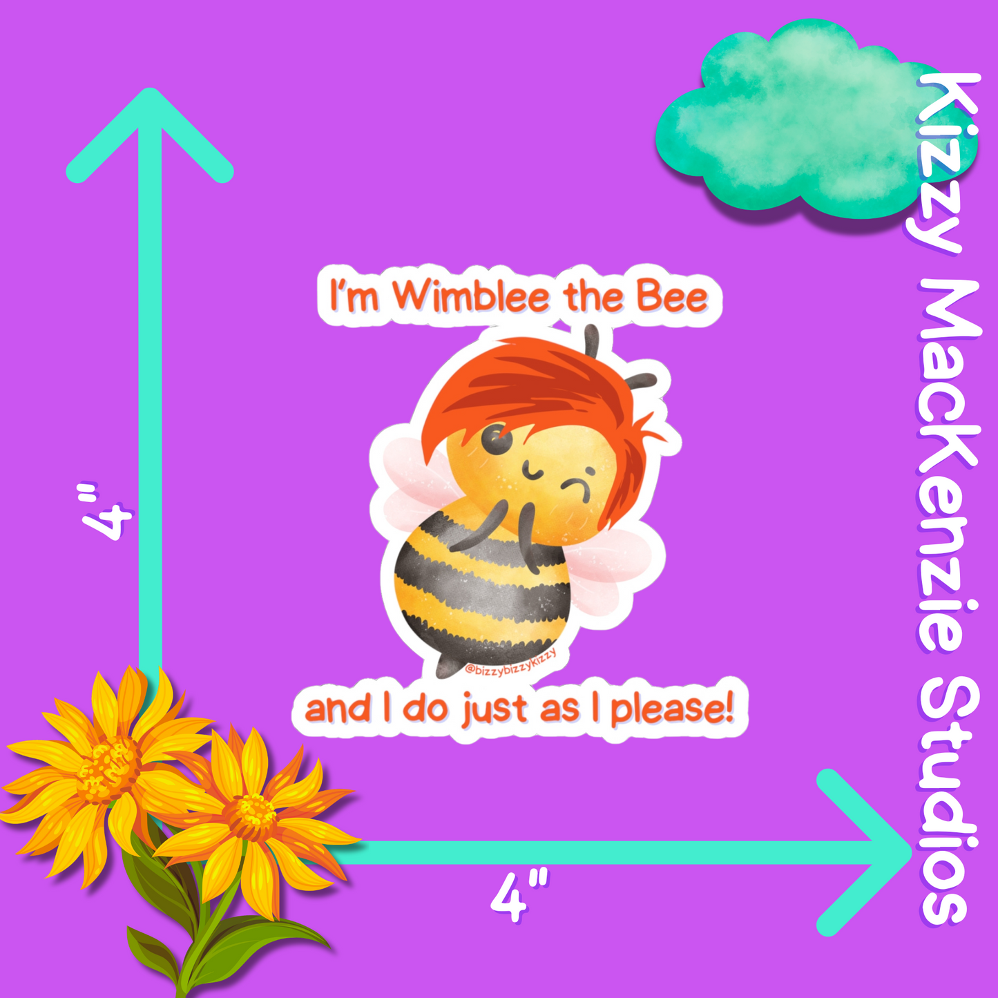 Wimblee the Bee Kiss-Cut Stickers Honey Bee Stickers for Kids Nature Lover Stickers Funny Stickers for Kids
